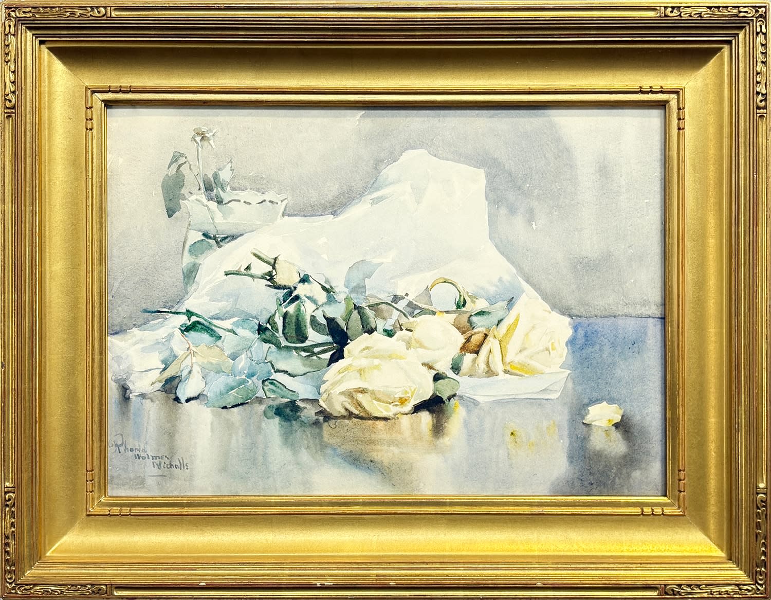 16247, Rhoda Holmes Nicholls, White Roses with Paper