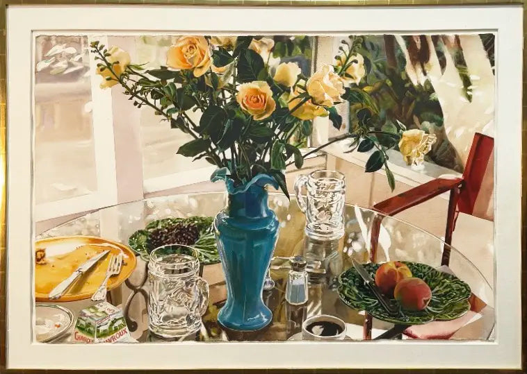 18842, Carolyn Brady, Blue Fountain/Cream Roses, 1989