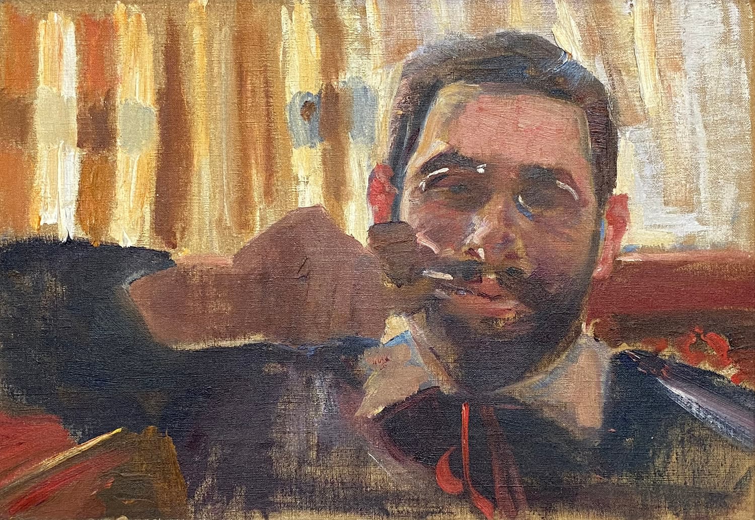 16571, Frederick Trapp Friis, Man Smoking a Pipe