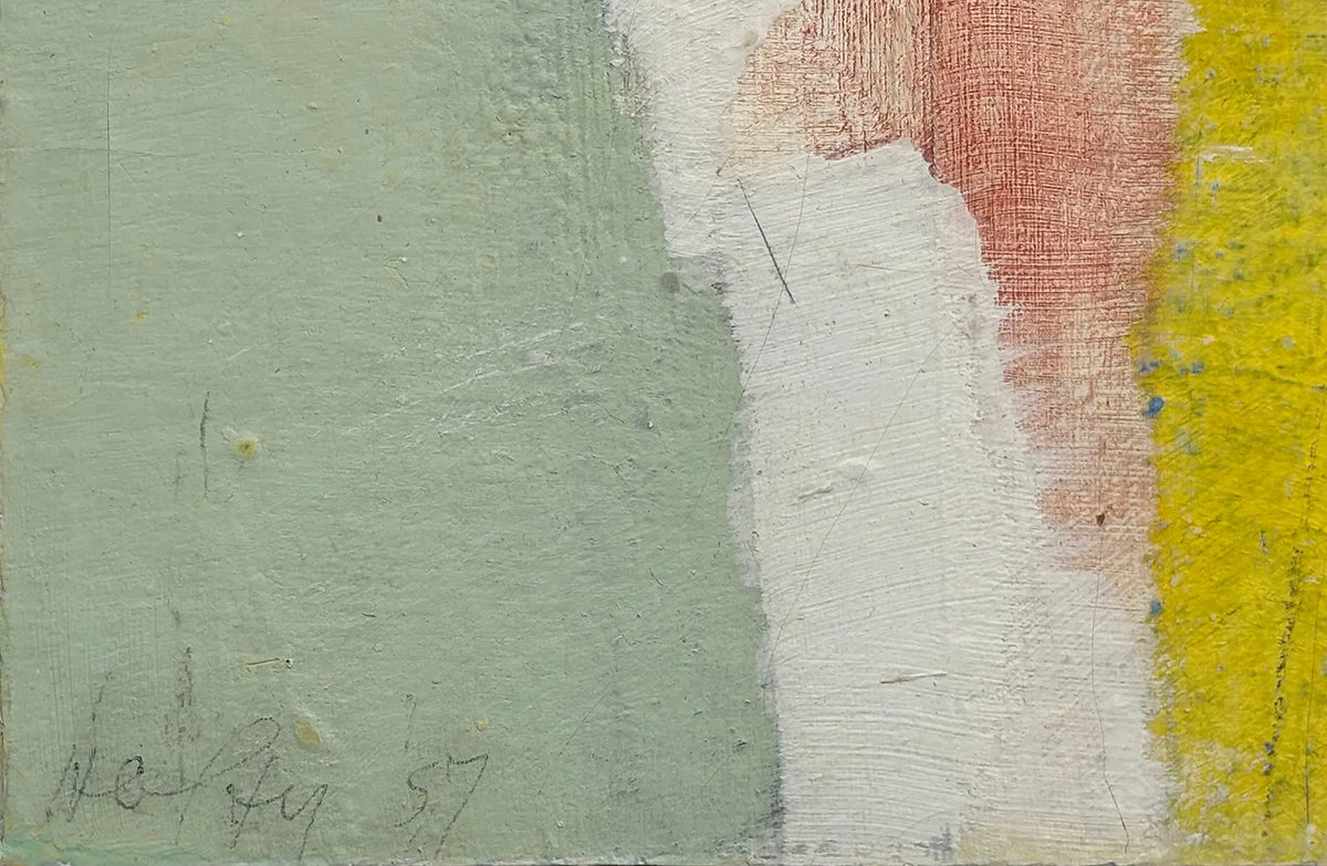 16841, Carl Holty, Color Theory #592 White, Green, Yellow, Orange, 1957