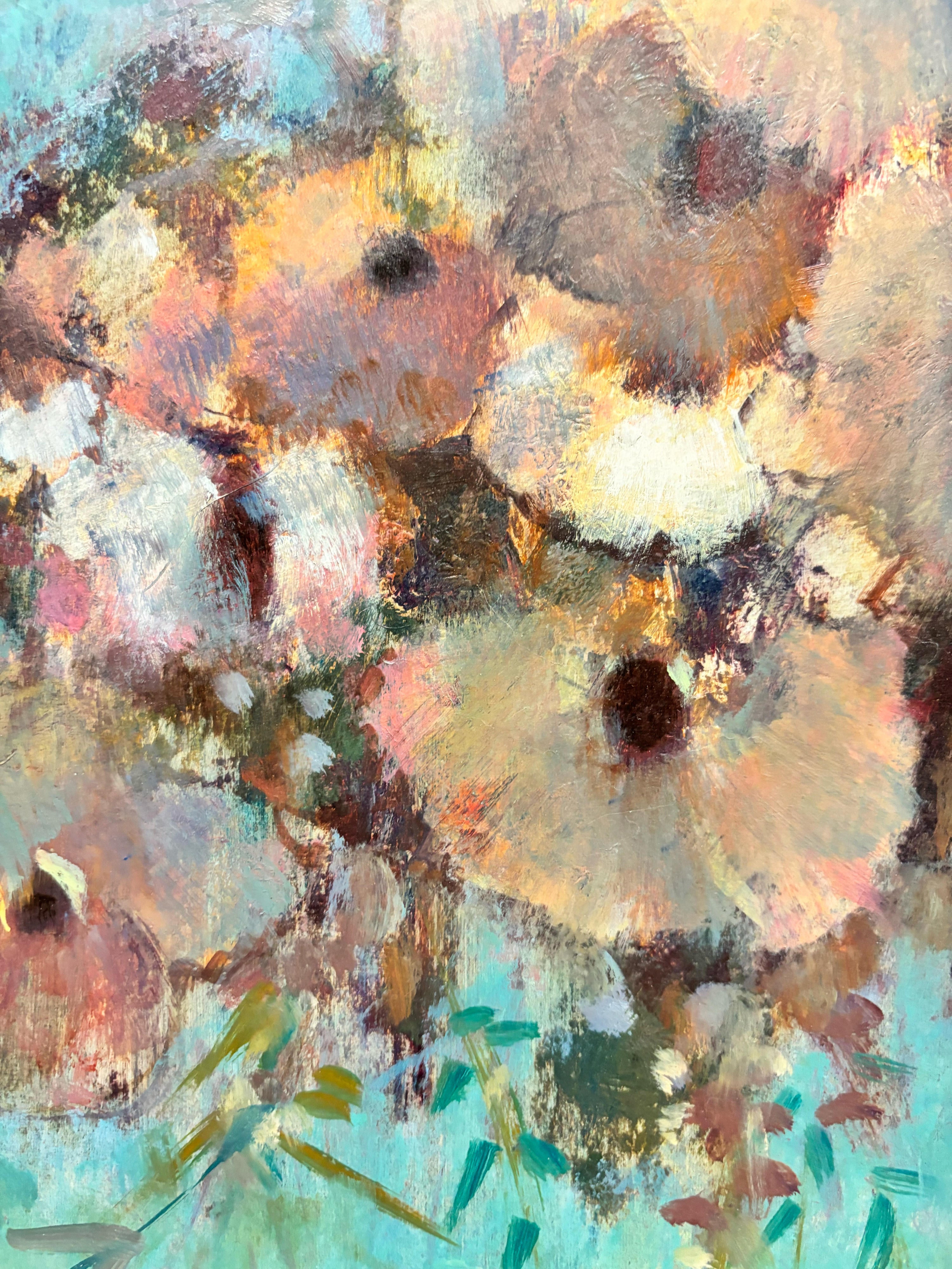 16553, Donald R. Purdy, Flowers with Blue Background, 1991