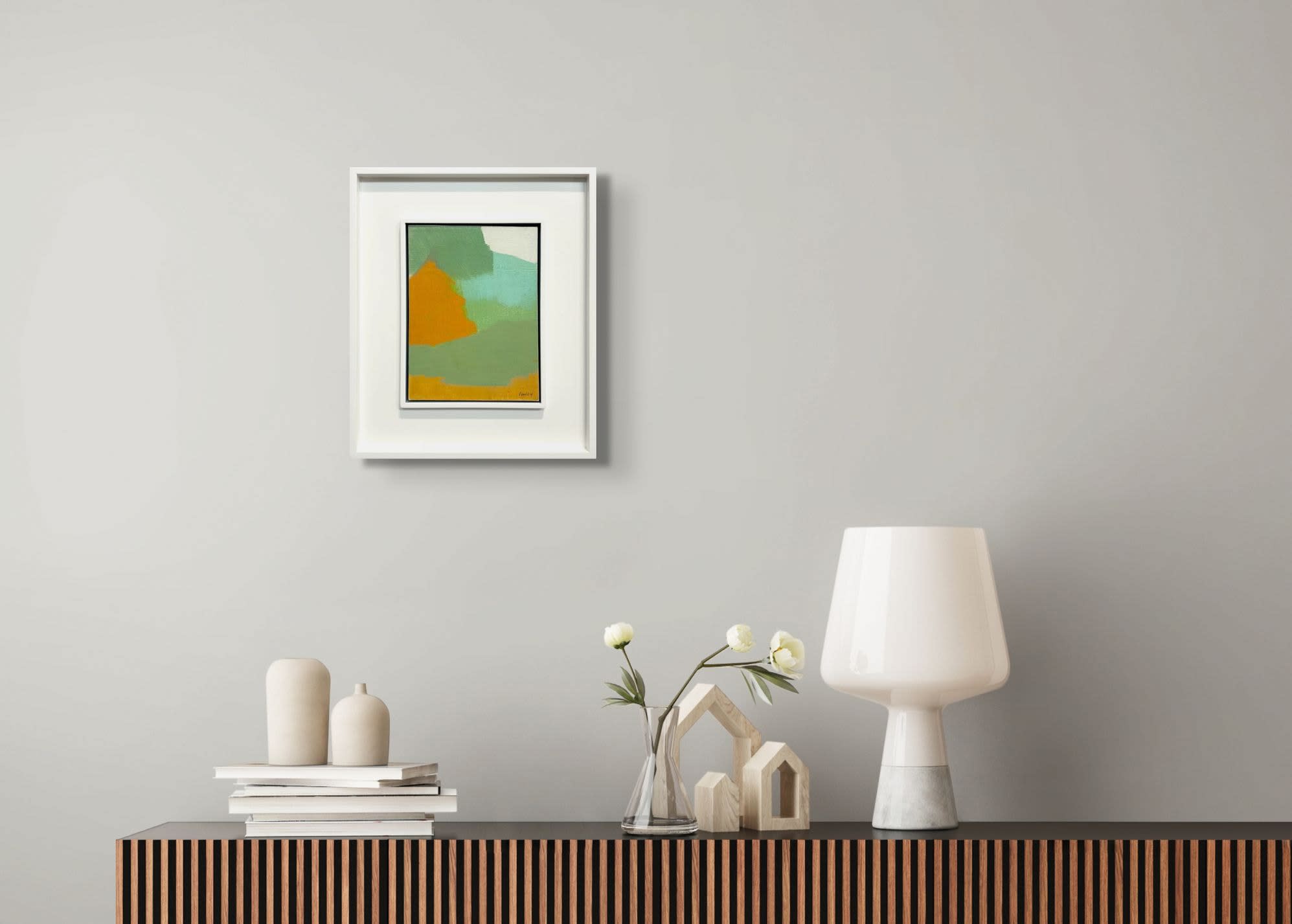 16844, Carl Holty, Color Theory #571 Orange, Greens, White, 1972