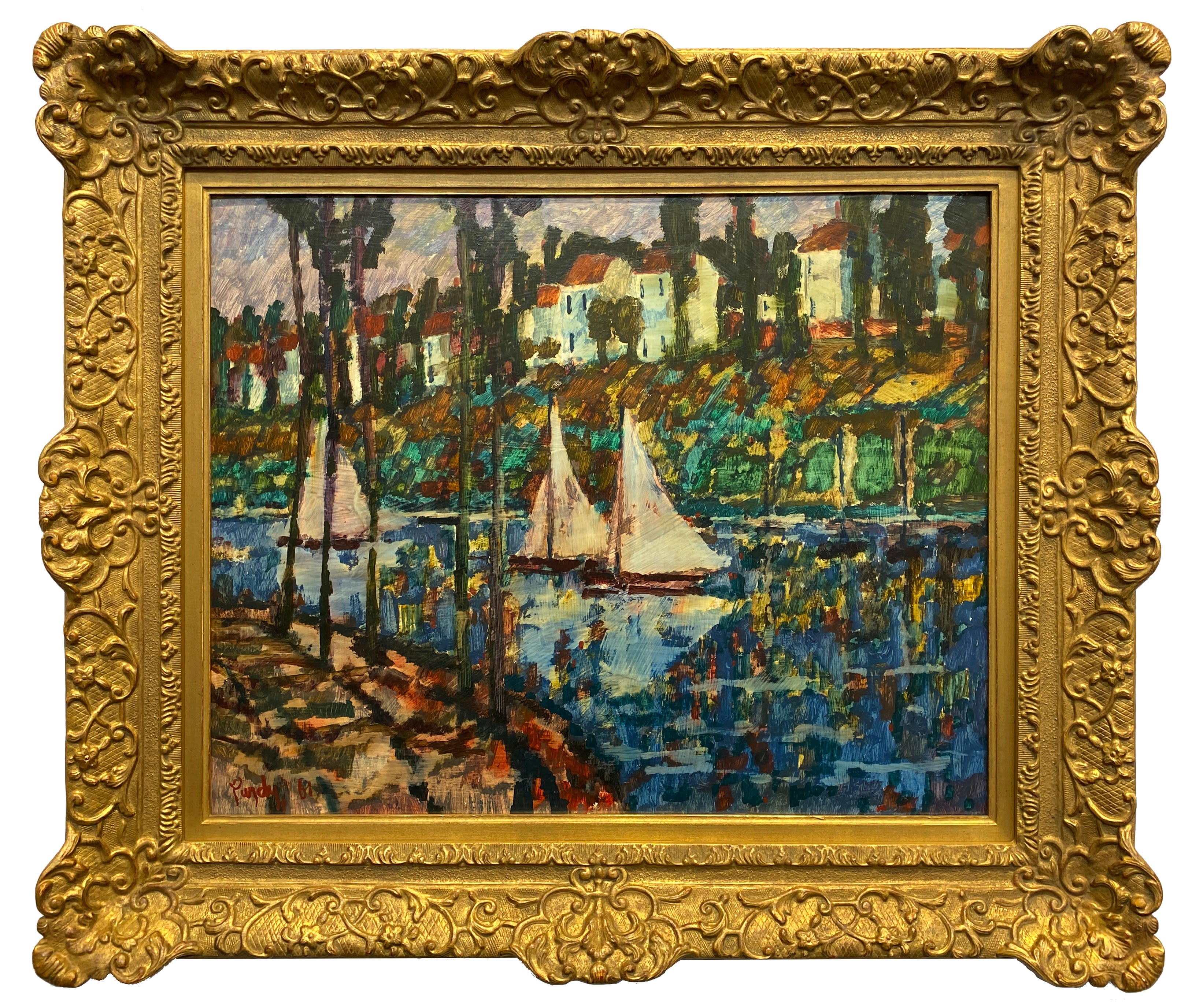 18590, Donald R. Purdy, Sailboats on the River, 1961