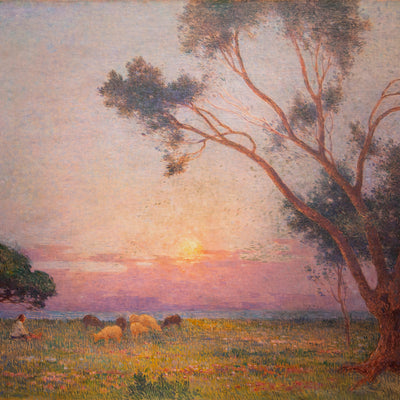 16253, Ferdinand Du Puigaudeau, Berger et ses Moutons au Soleil Couchant, Circa 1918