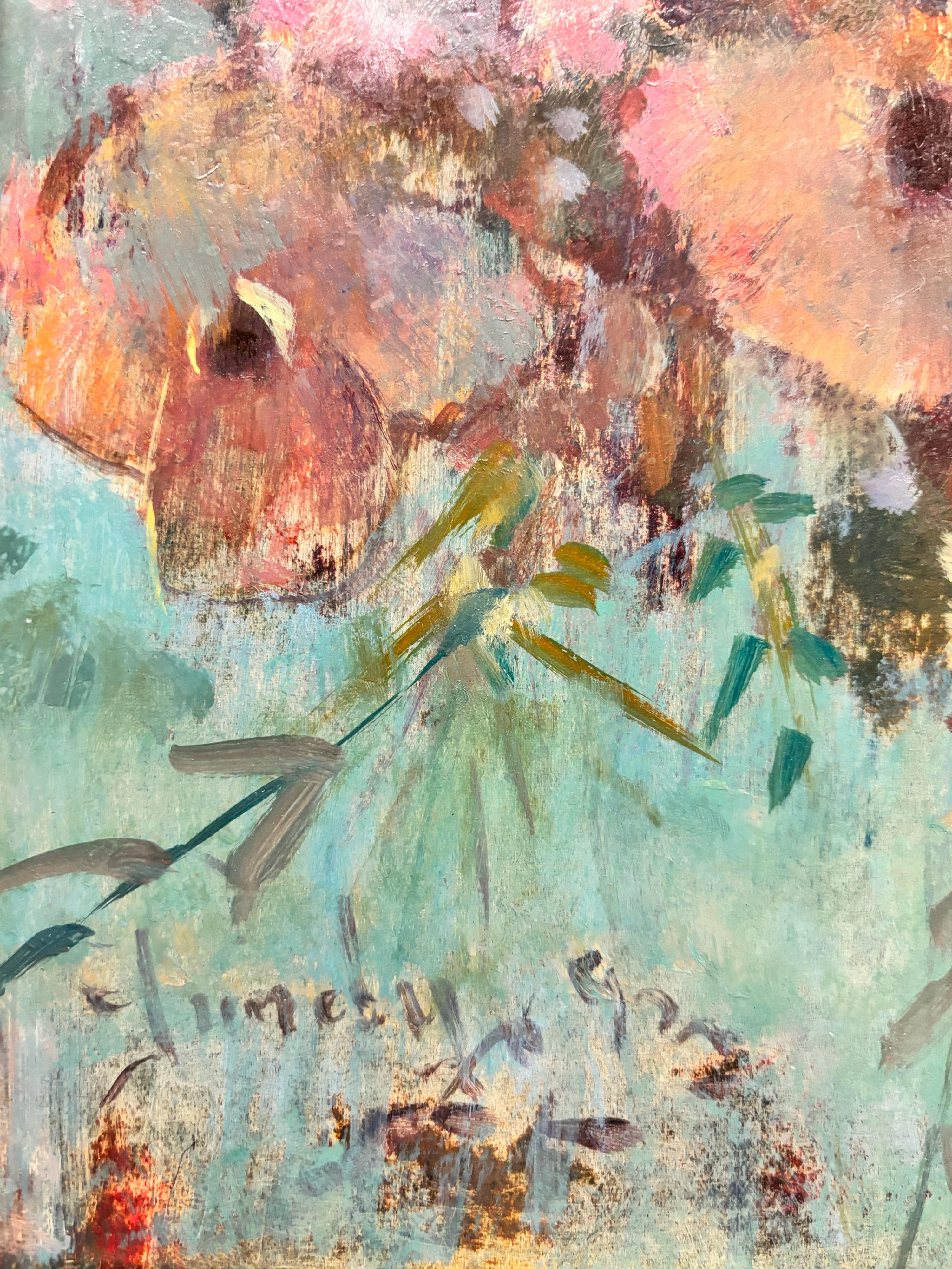 16553, Donald R. Purdy, Flowers with Blue Background, 1991