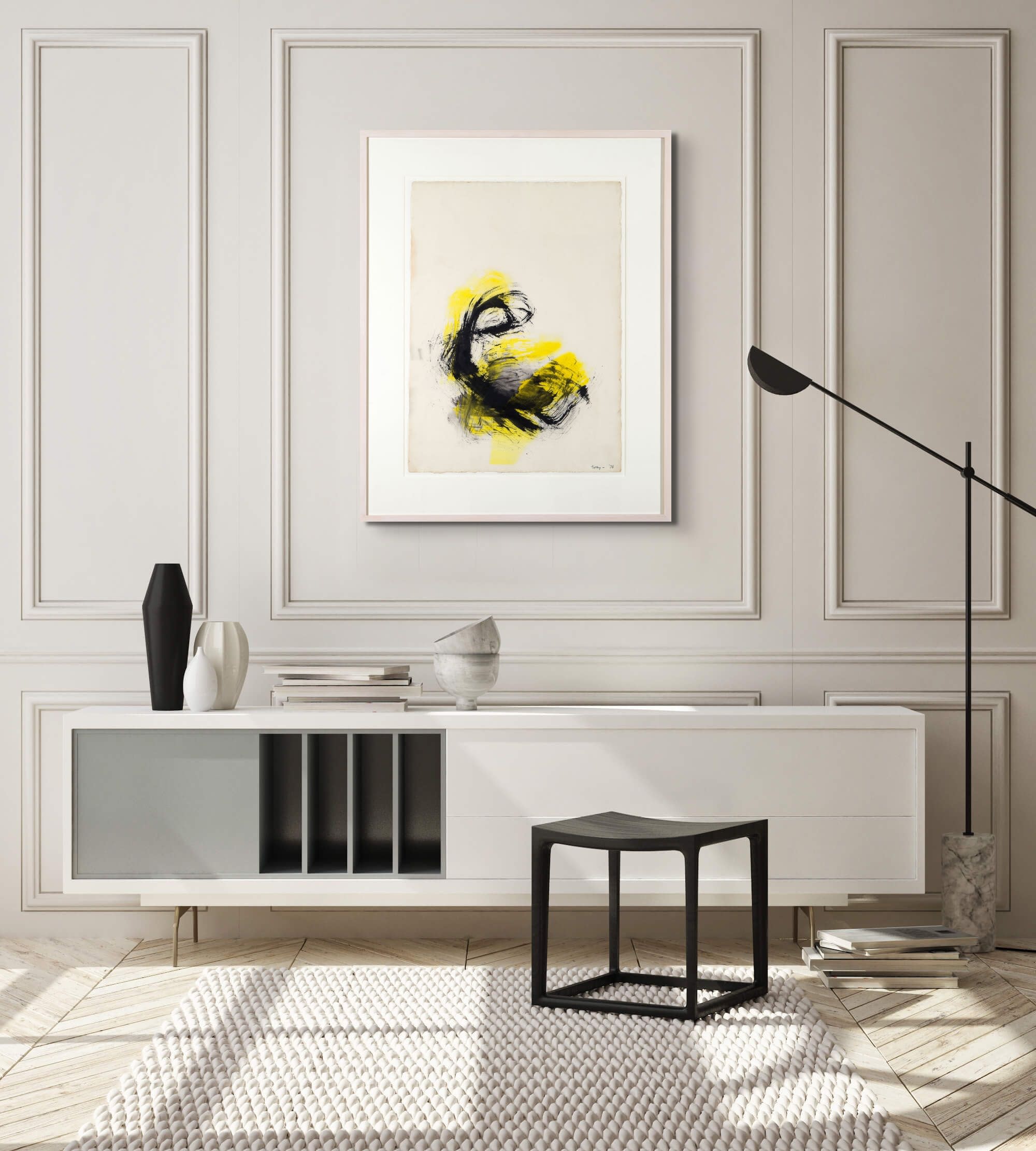 17339, Cleve Gray, Gesture: Yellow, Black, 1976