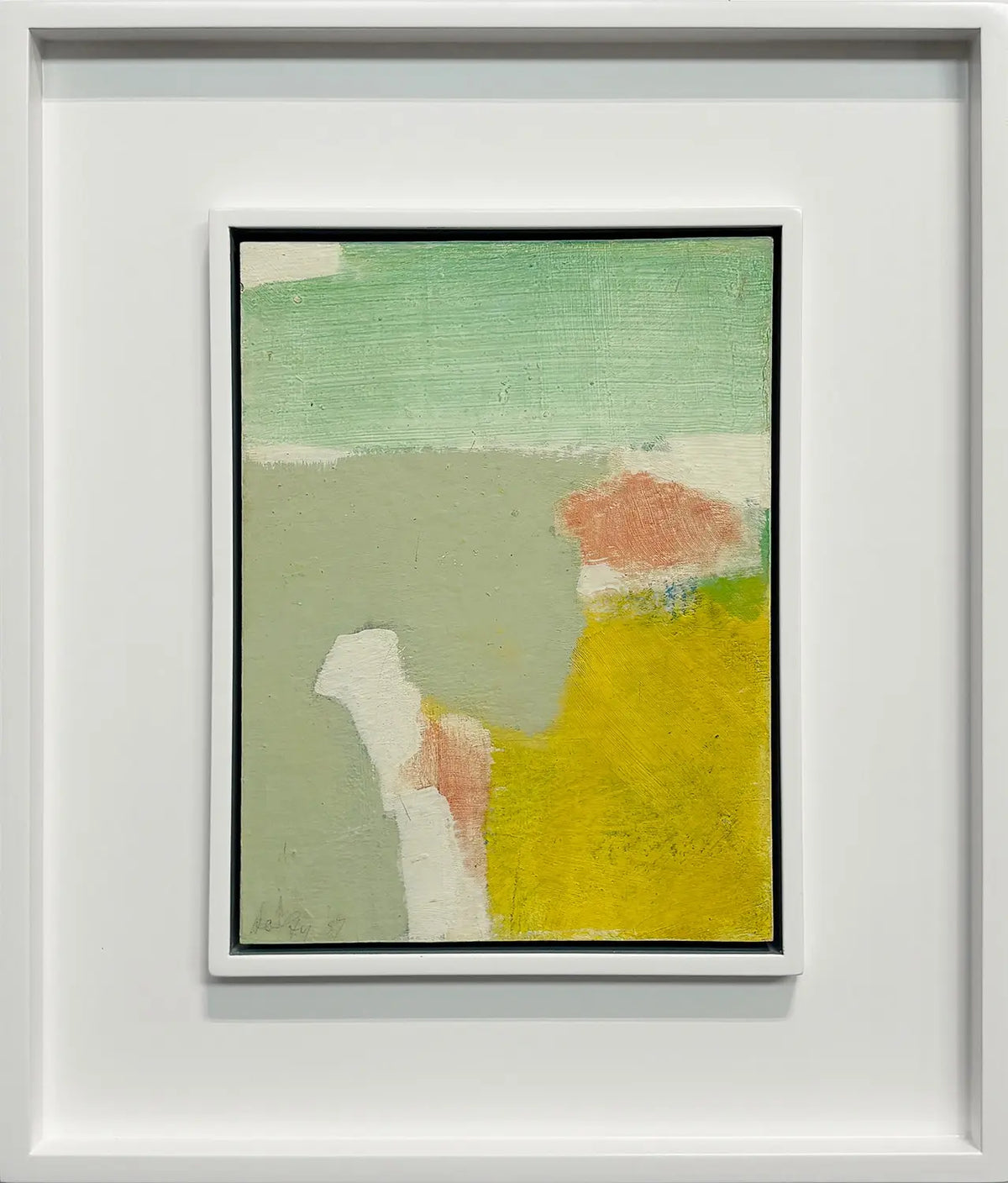 16841, Carl Holty, Color Theory #592 White, Green, Yellow, Orange, 1957
