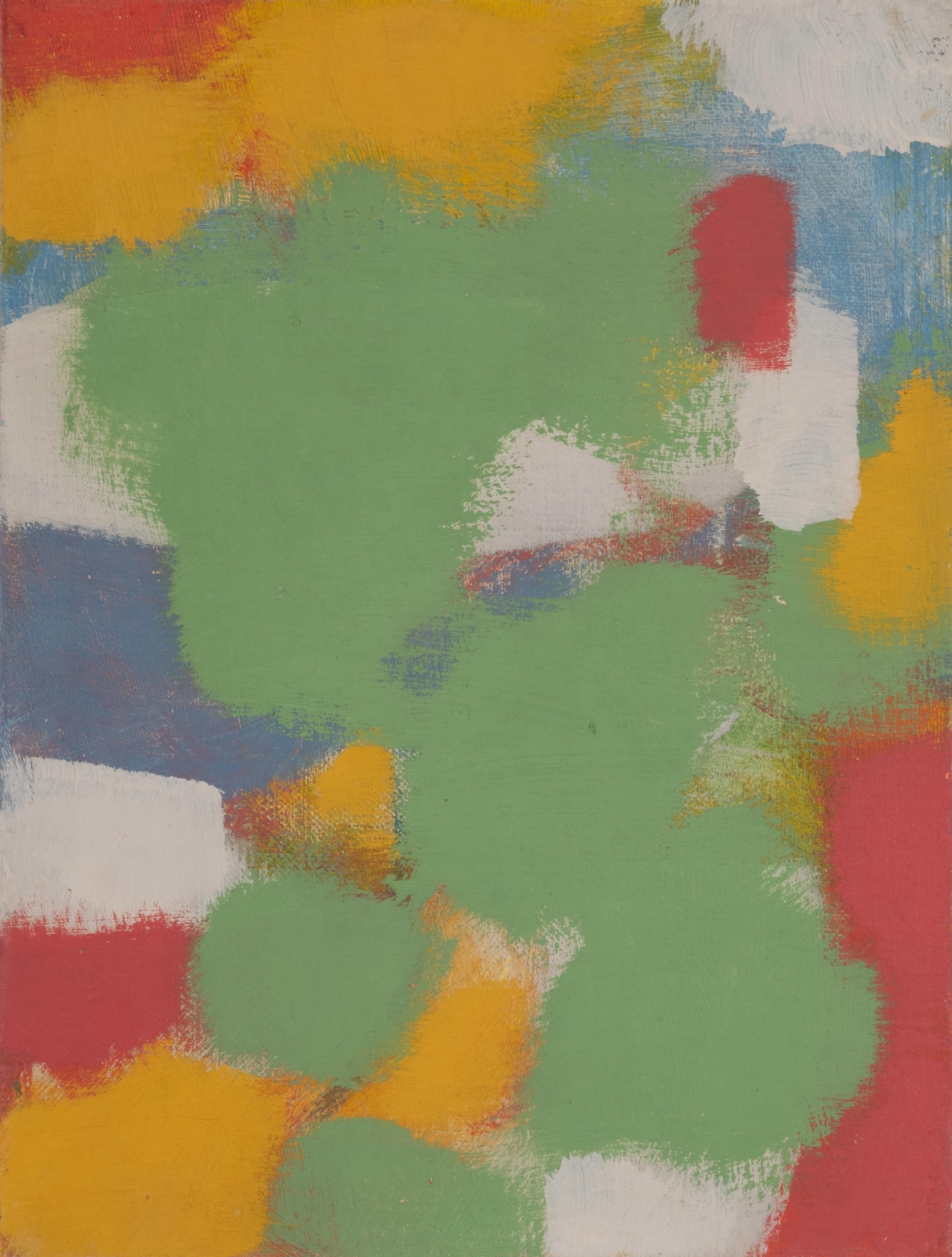 16848, Carl Holty, Color Theory #646 White, Yellow, Green, Blue, Red, 1958