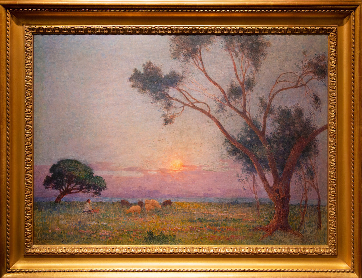 16253, Ferdinand Du Puigaudeau, Berger et ses Moutons au Soleil Couchant, Circa 1918