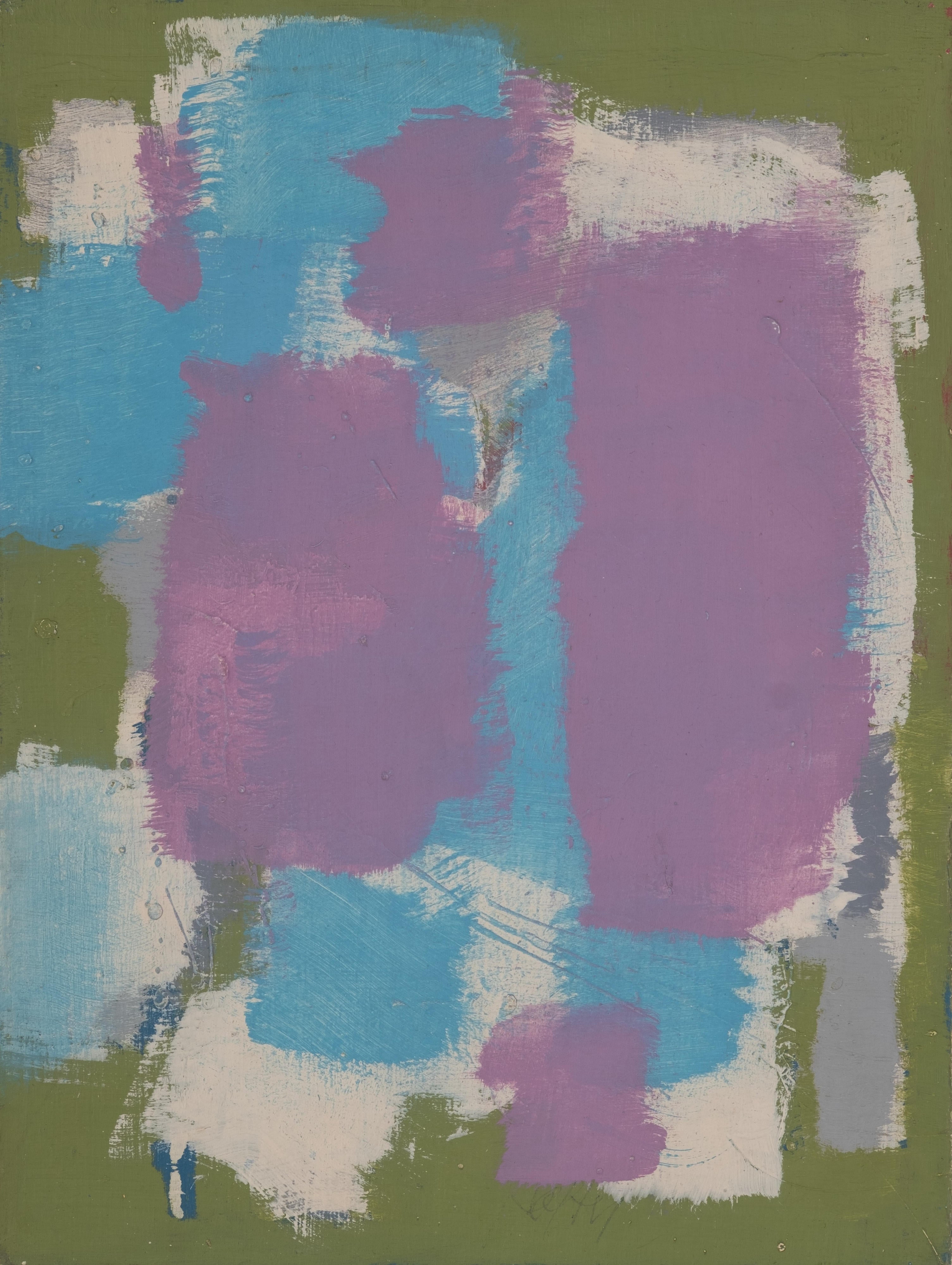 16847, Carl Holty, Color Theory #602 White, Green, Blue, Purple, 1959