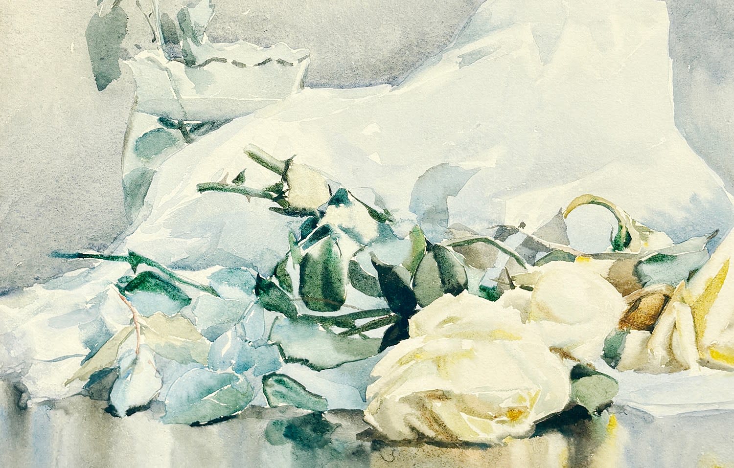 16247, Rhoda Holmes Nicholls, White Roses with Paper