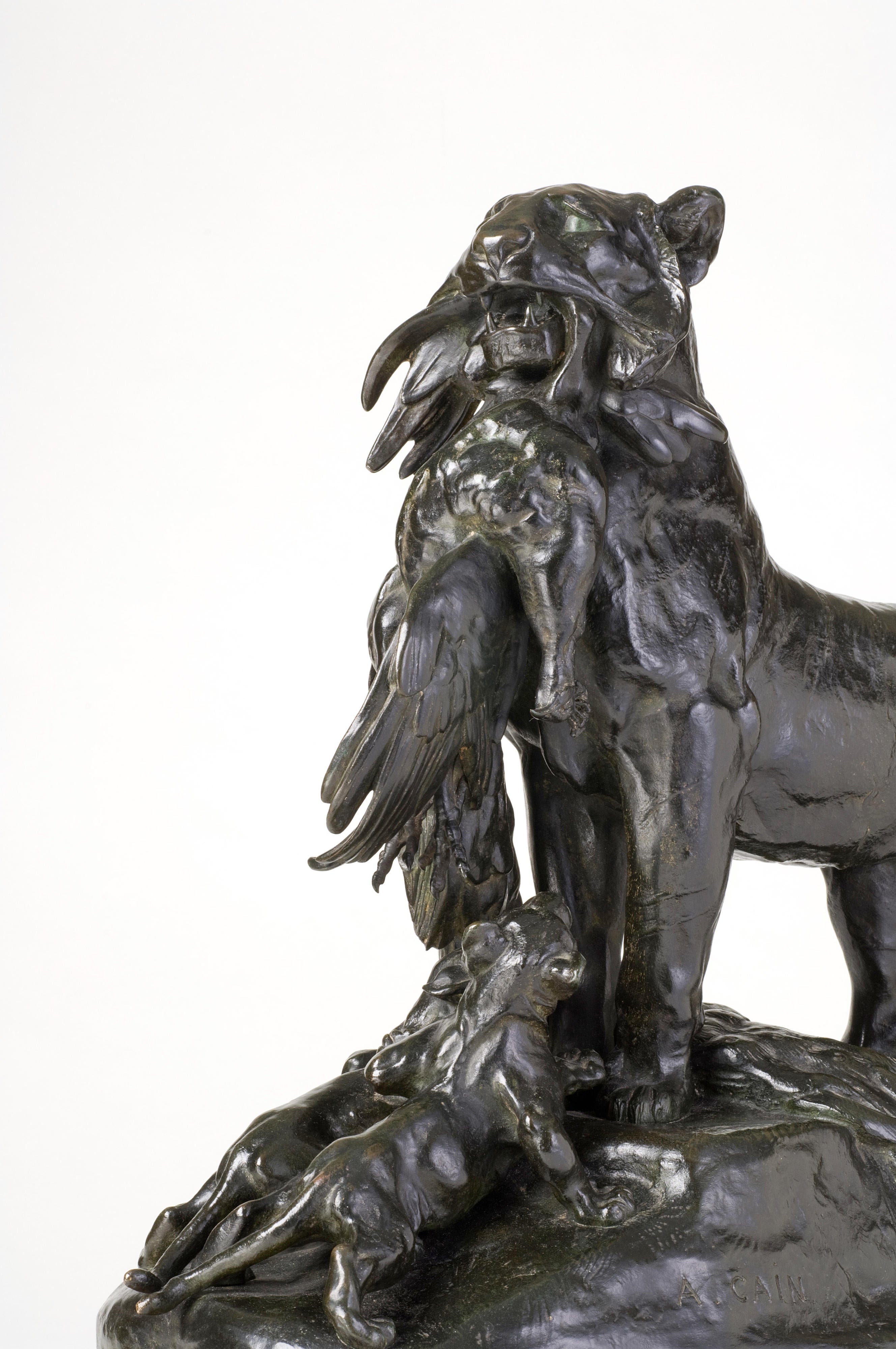14453, Auguste-Nicolas Cain, Tigresse Rapportant un Paon A Ses Petits, circa 1866