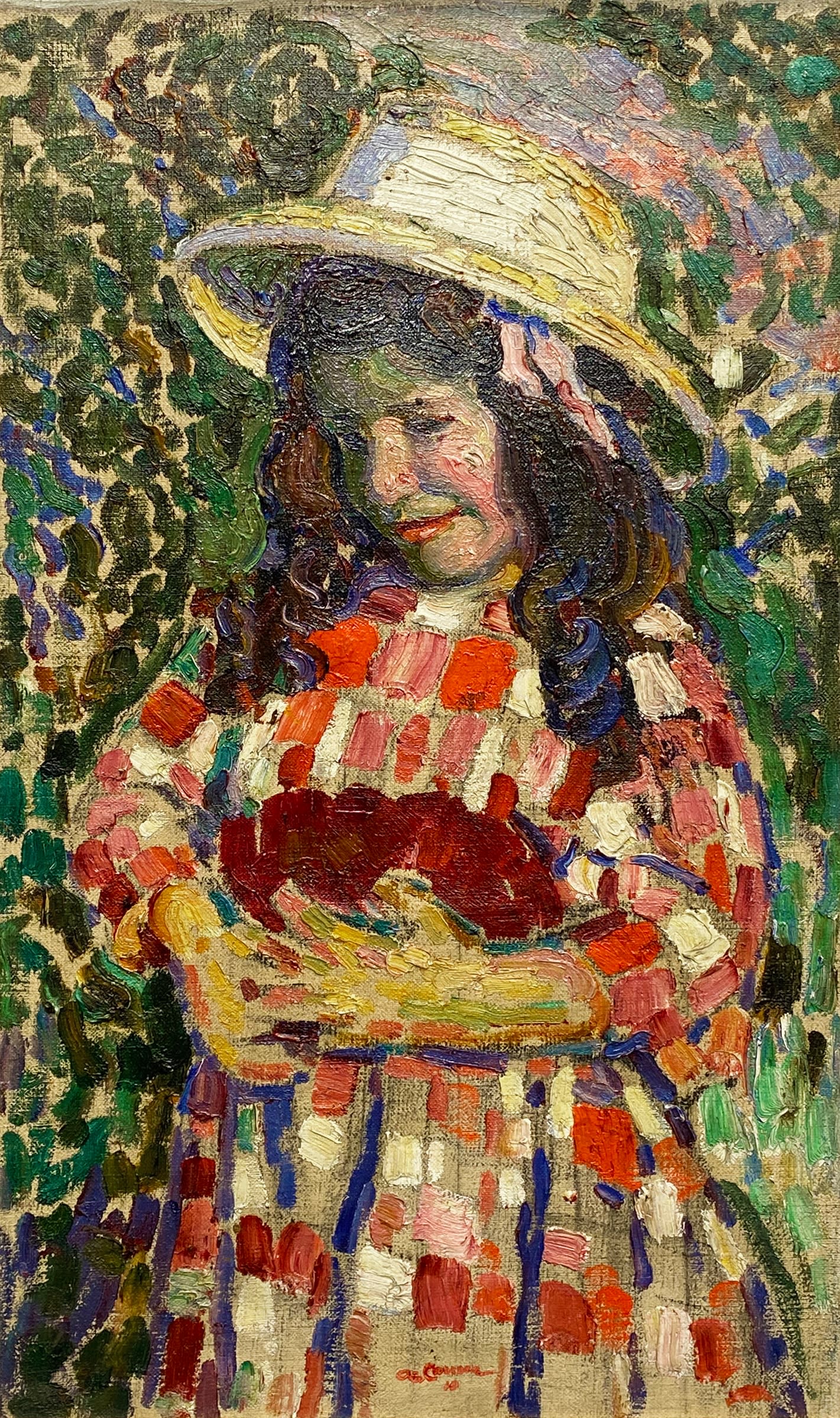 18587, Augustin Carrera, Girl Gathering Flowers, 1910