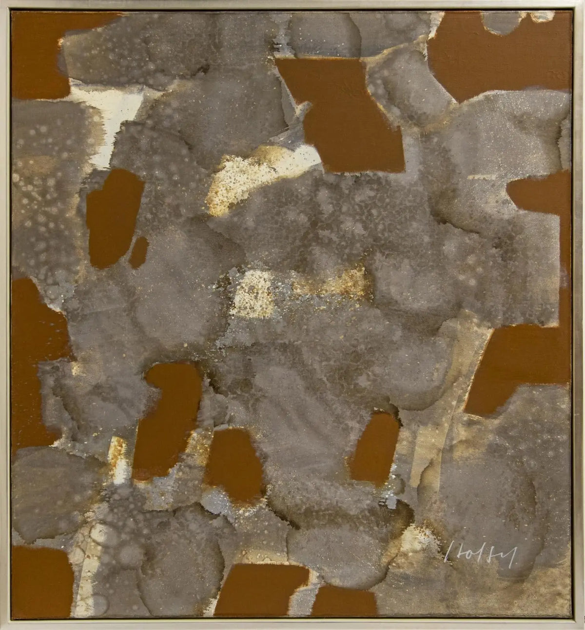 15443, Carl Holty, Gray Stains with Burnt Sienna