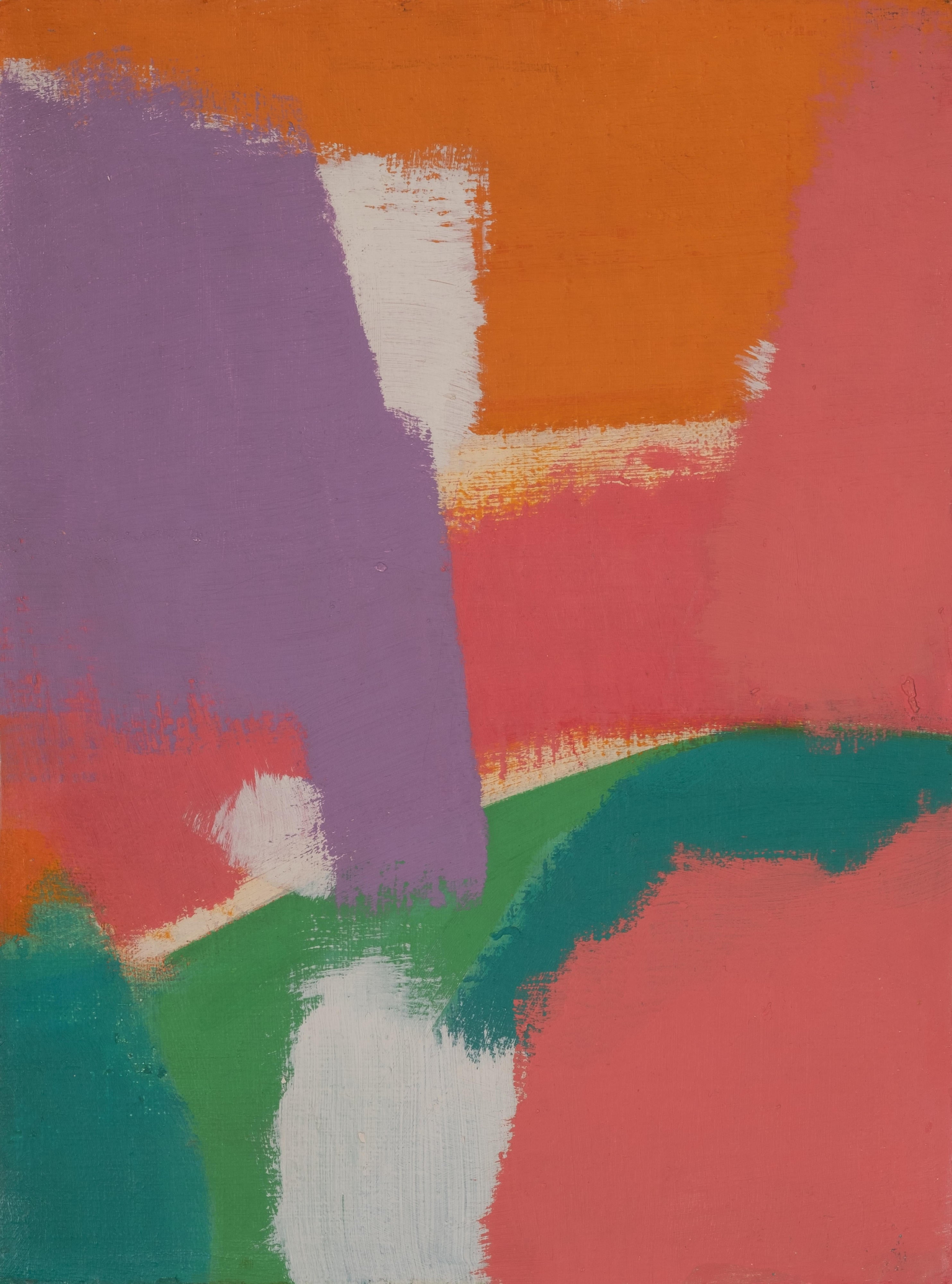 16839, Carl Holty, Color Theory #650 Purple, Orange, Green, Pink, White, 1963