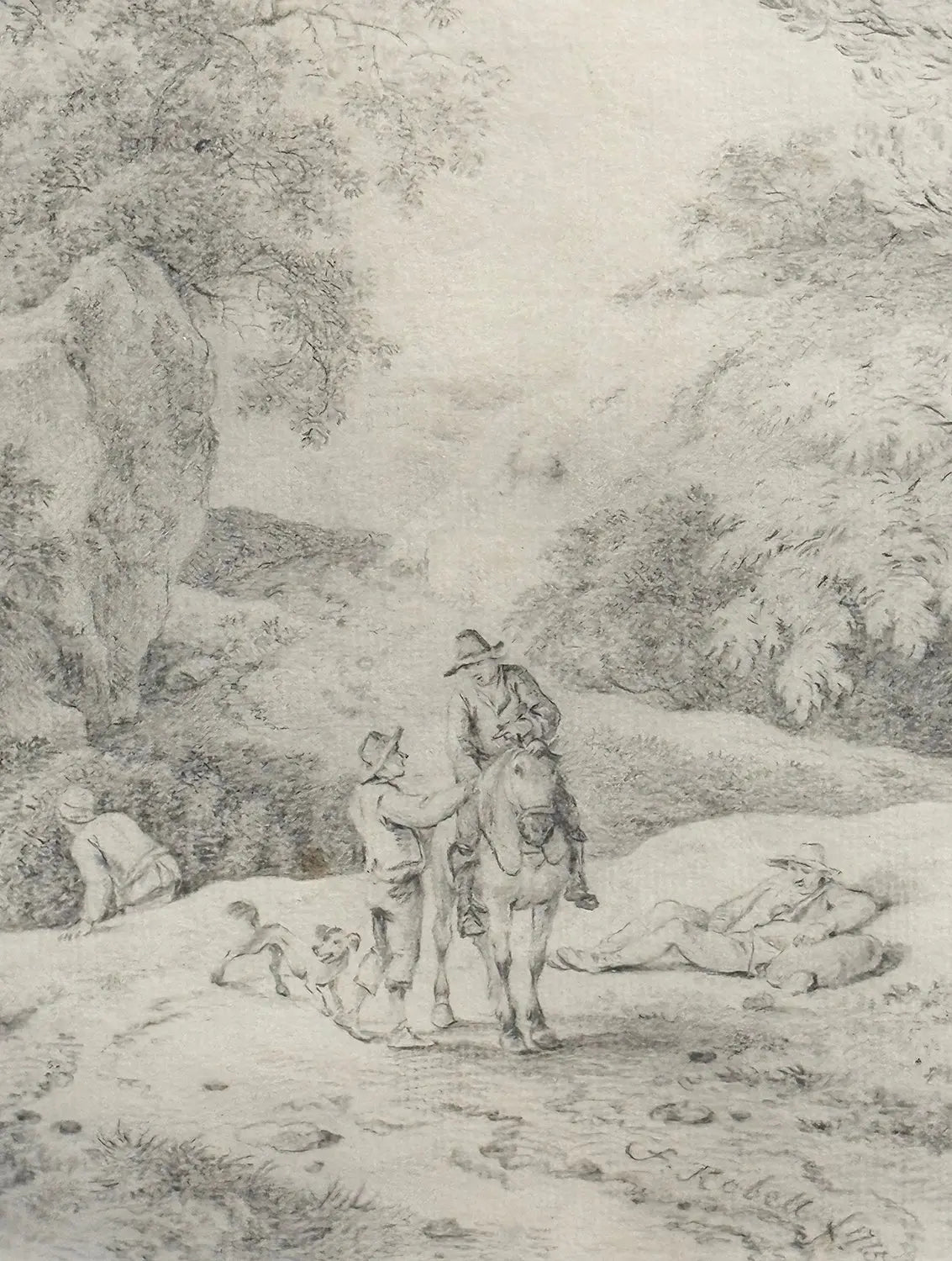 15910, Ferdinand Kobell, Landscape with Travelers Resting, 1775
