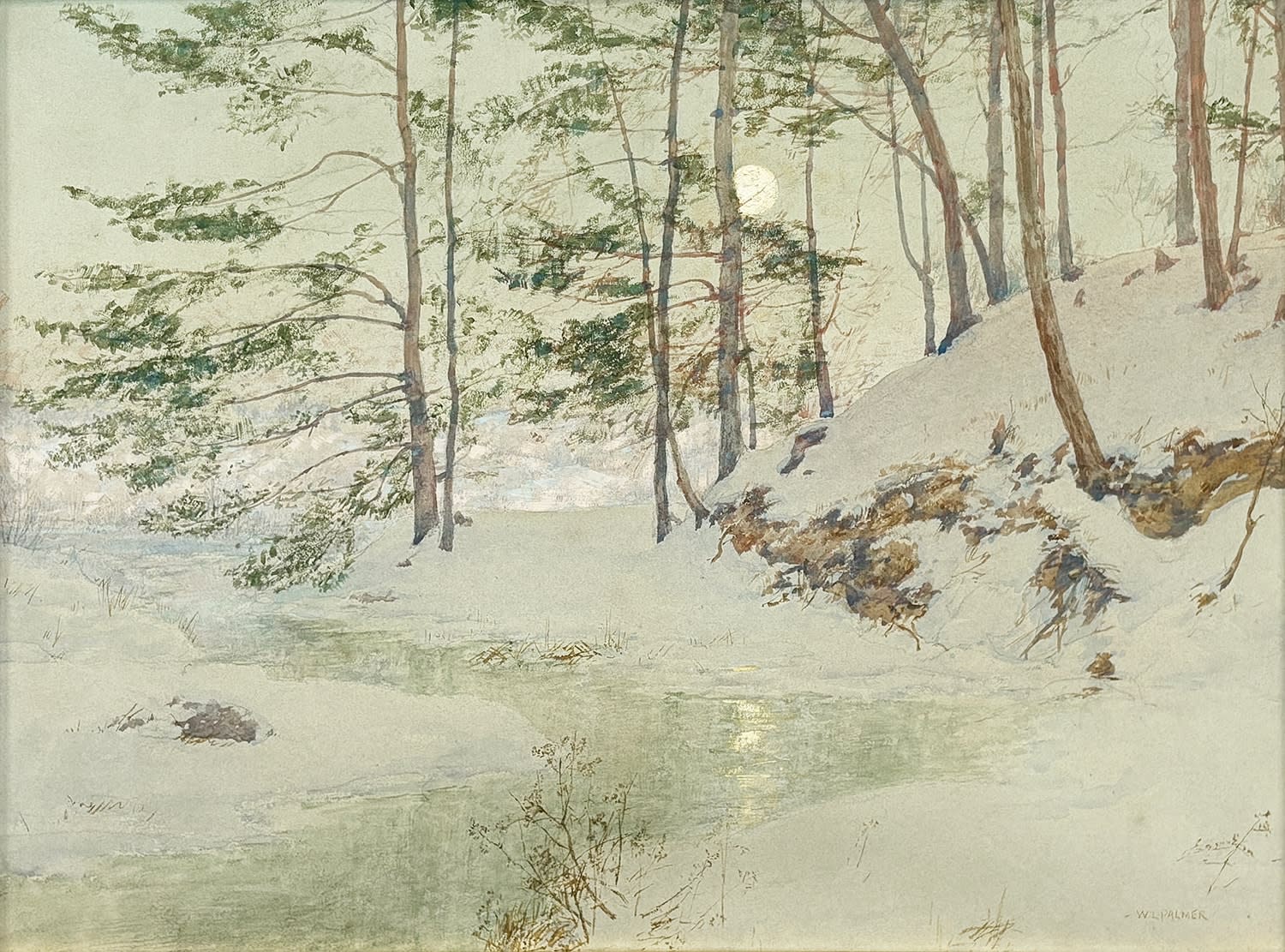 18756, Walter Launt Palmer, Moonlit Winter Night, Circa 1920