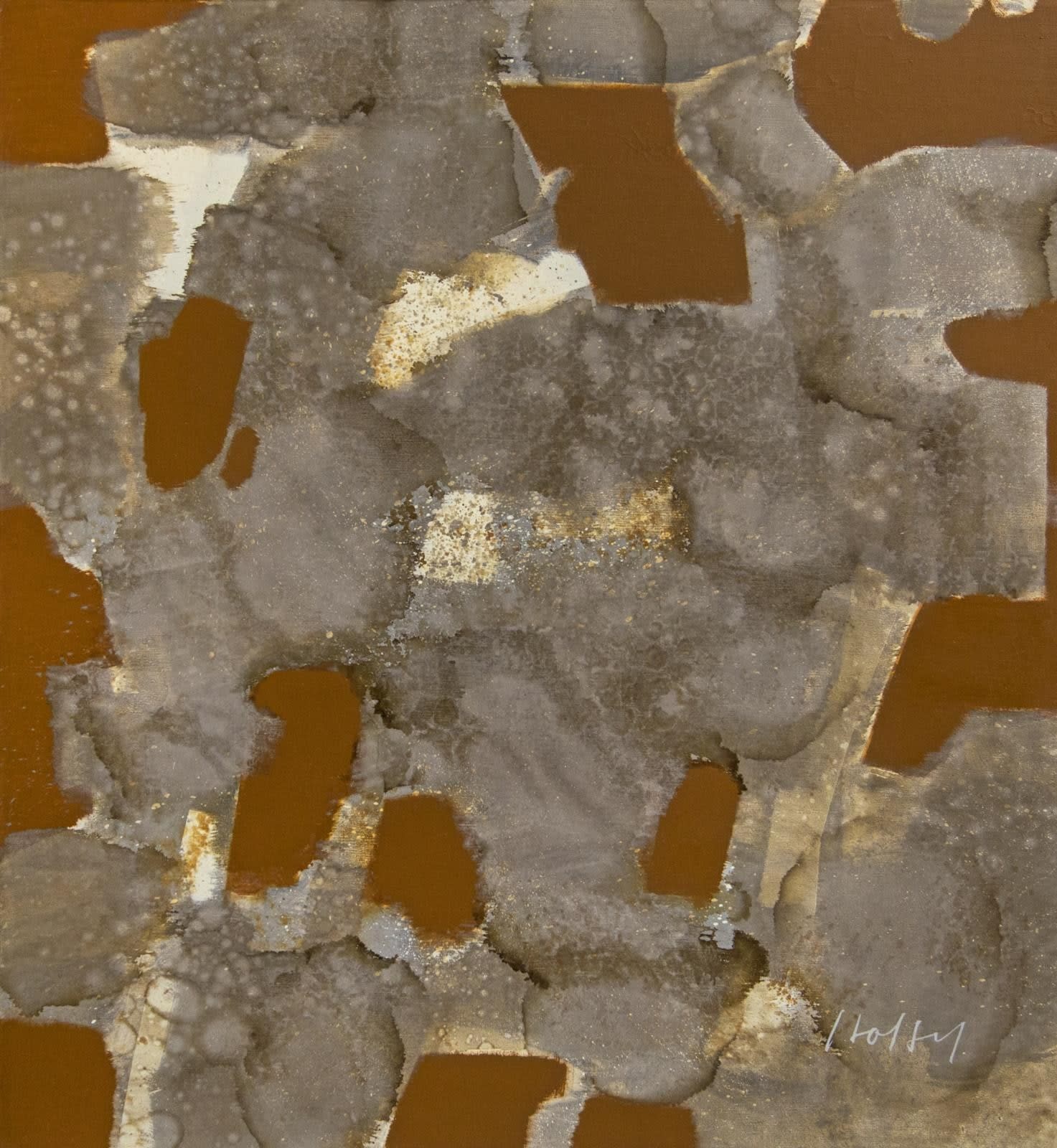 15443, Carl Holty, Gray Stains with Burnt Sienna