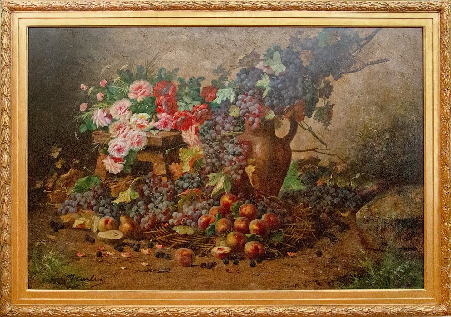 14639, Max Albert Carlier, Still Life with Flowers & Fruit