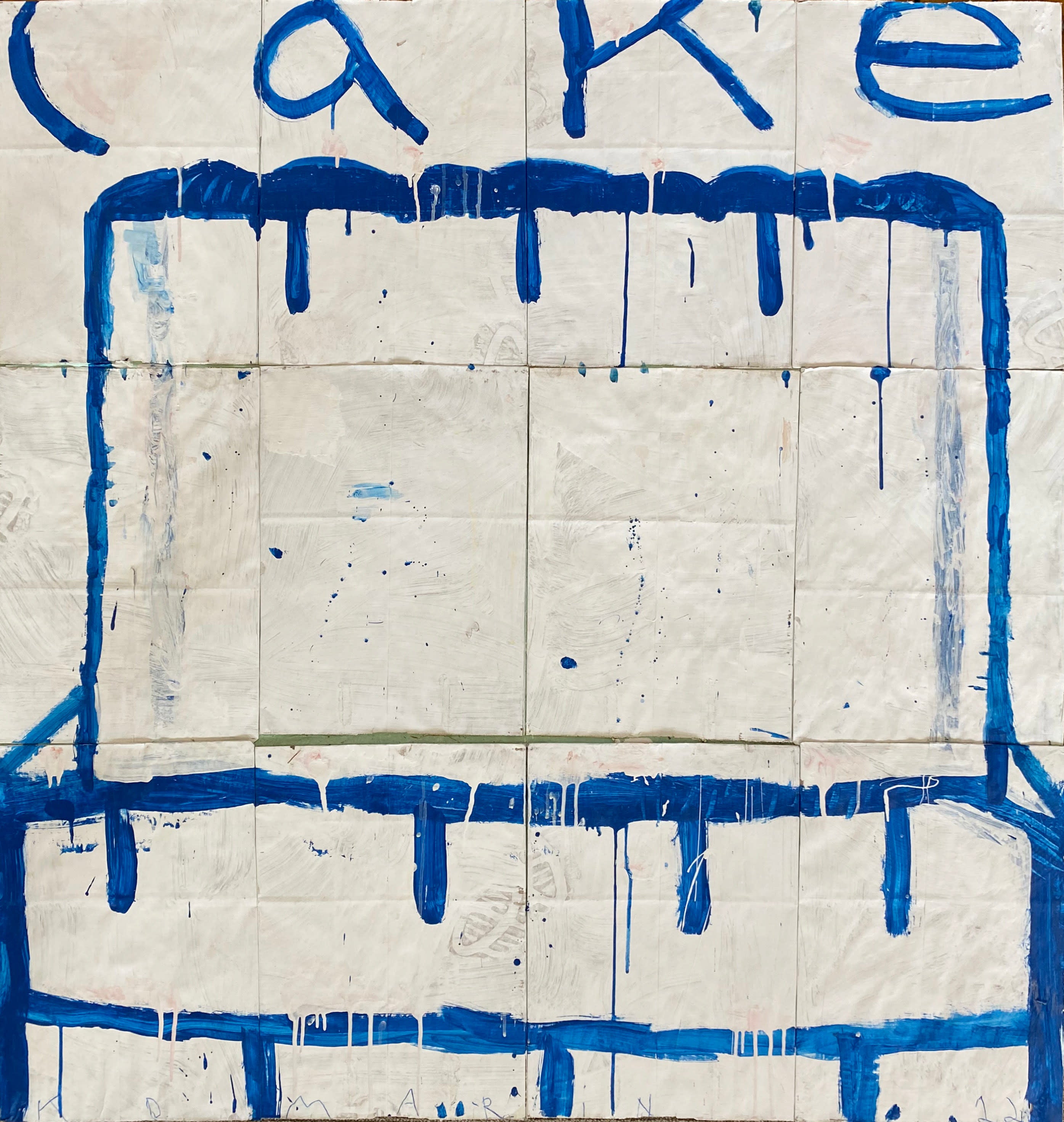 17441, Gary Komarin, Cake Stacked, Blue on Creme and White, 2022