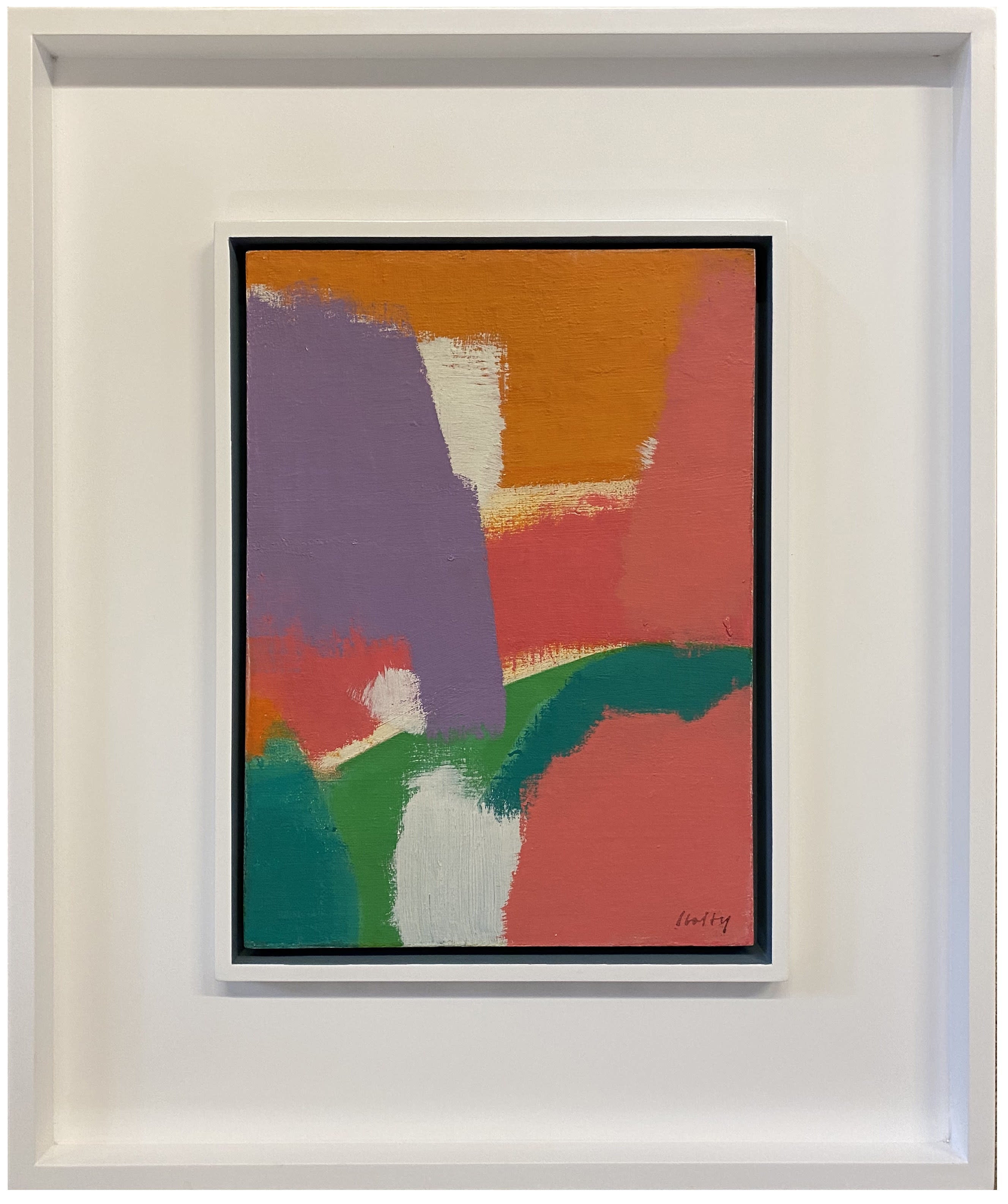 16839, Carl Holty, Color Theory #650 Purple, Orange, Green, Pink, White, 1963