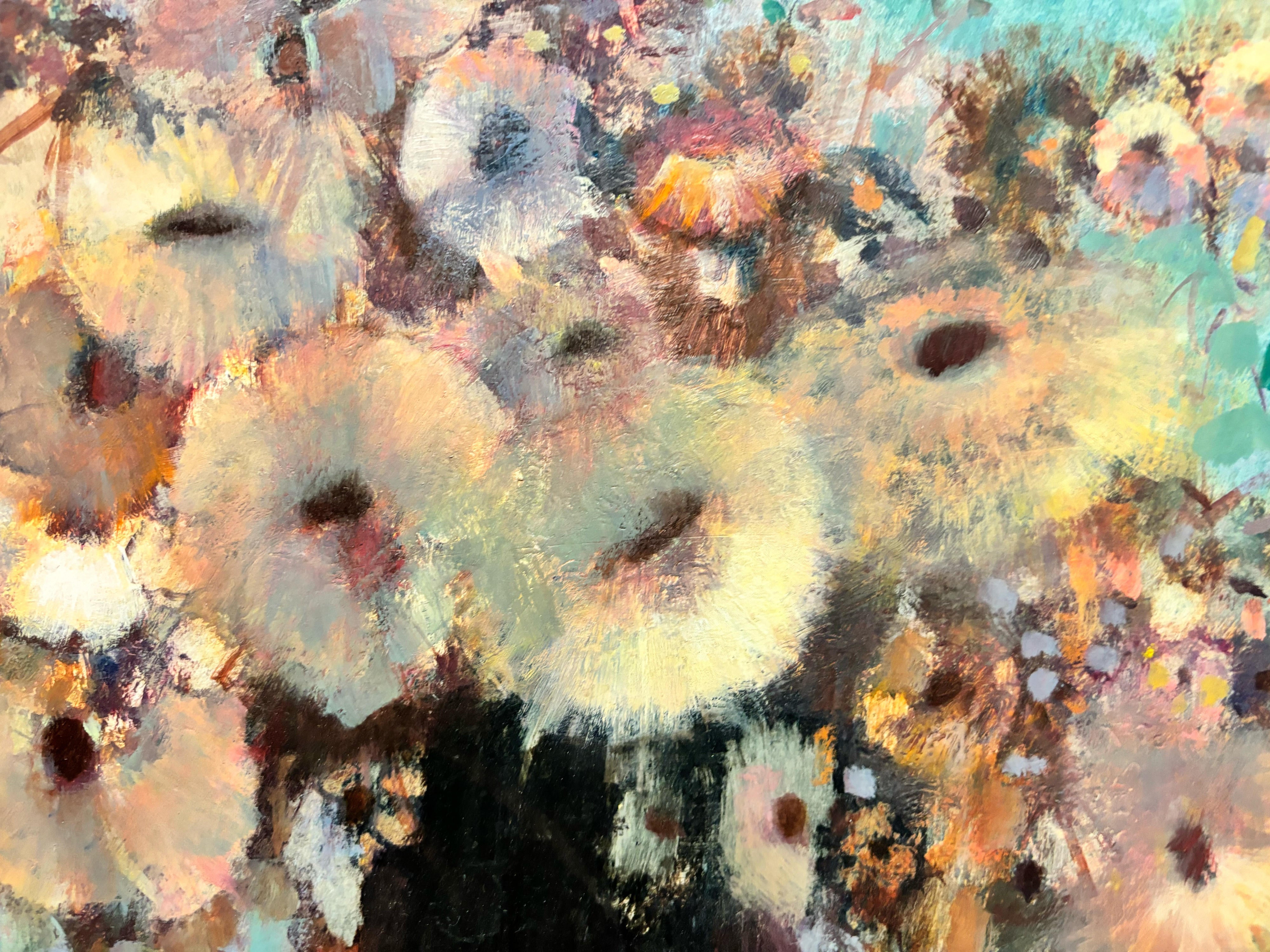 16553, Donald R. Purdy, Flowers with Blue Background, 1991