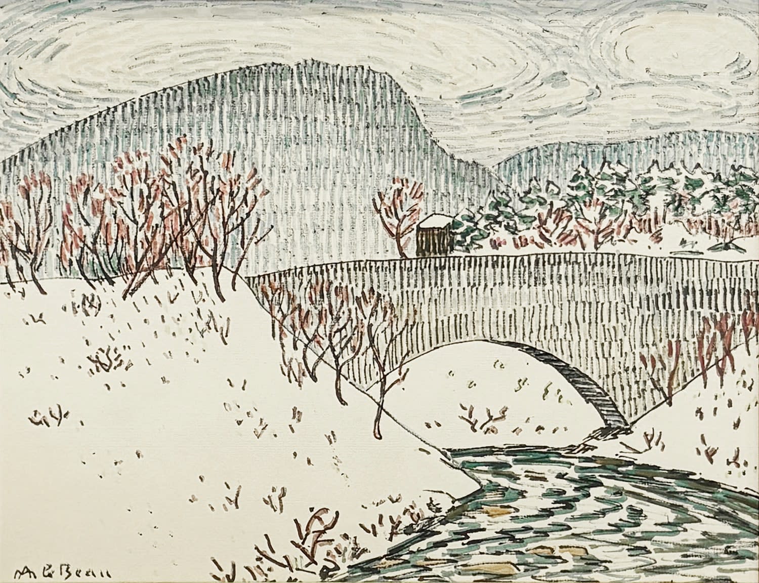 18681, Alcide Le Beau, Landscape with a Japanese-Style Bridge