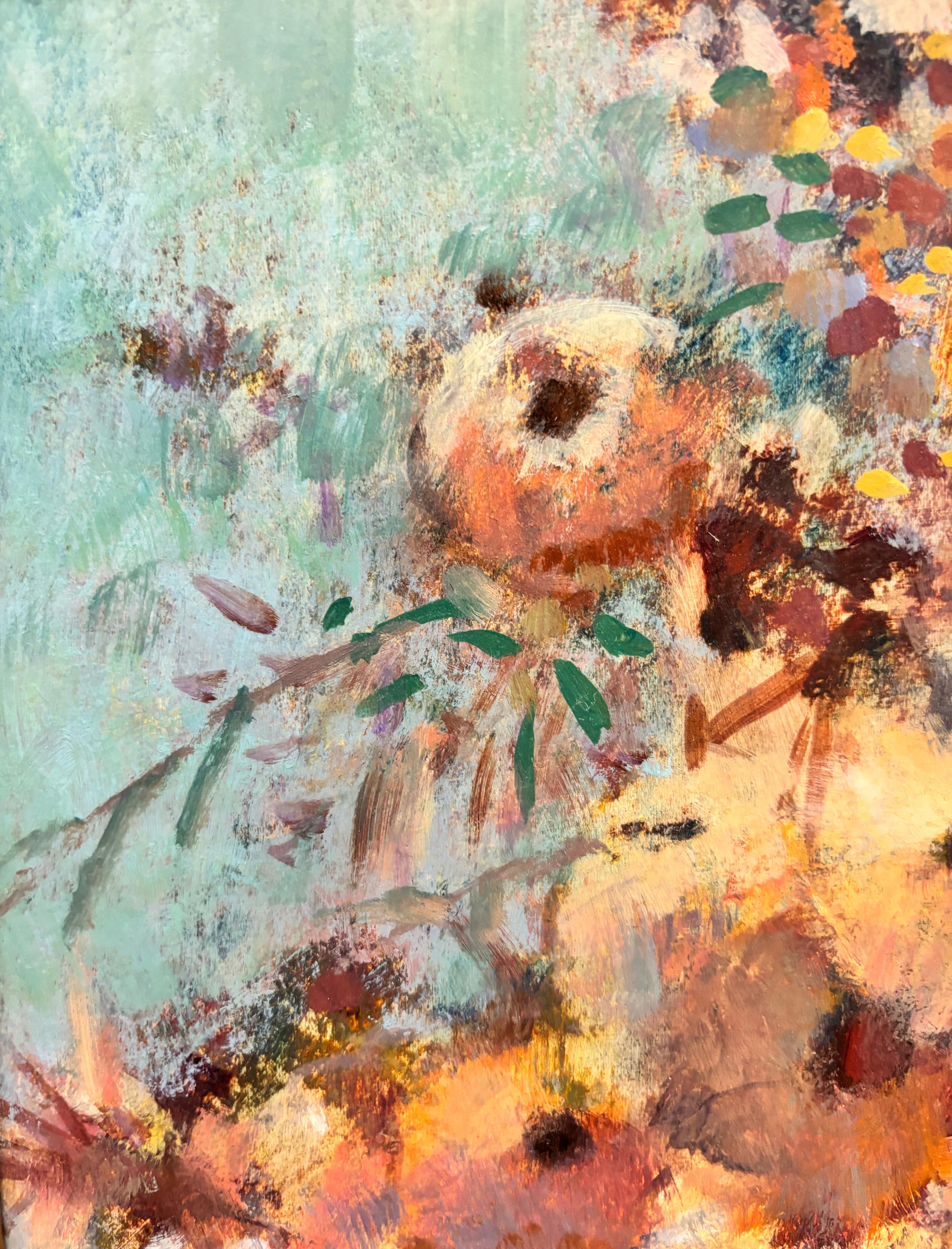 16553, Donald R. Purdy, Flowers with Blue Background, 1991