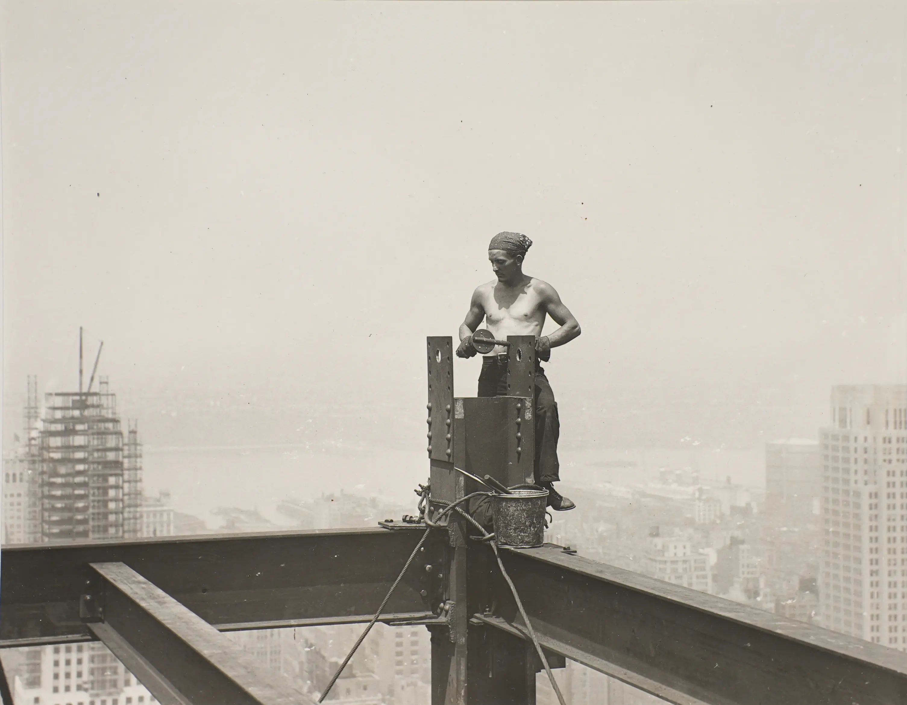 18827, Lewis W. Hine, On the Hoist, Riveter Empire State Building, 1931