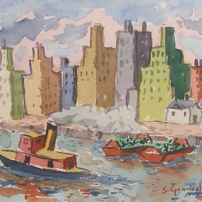 14804, Samuel Grunvald, Skyline, East River, c. 1940