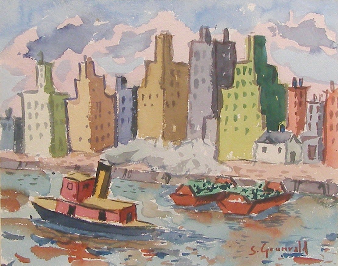 14804, Samuel Grunvald, Skyline, East River, circa 1940