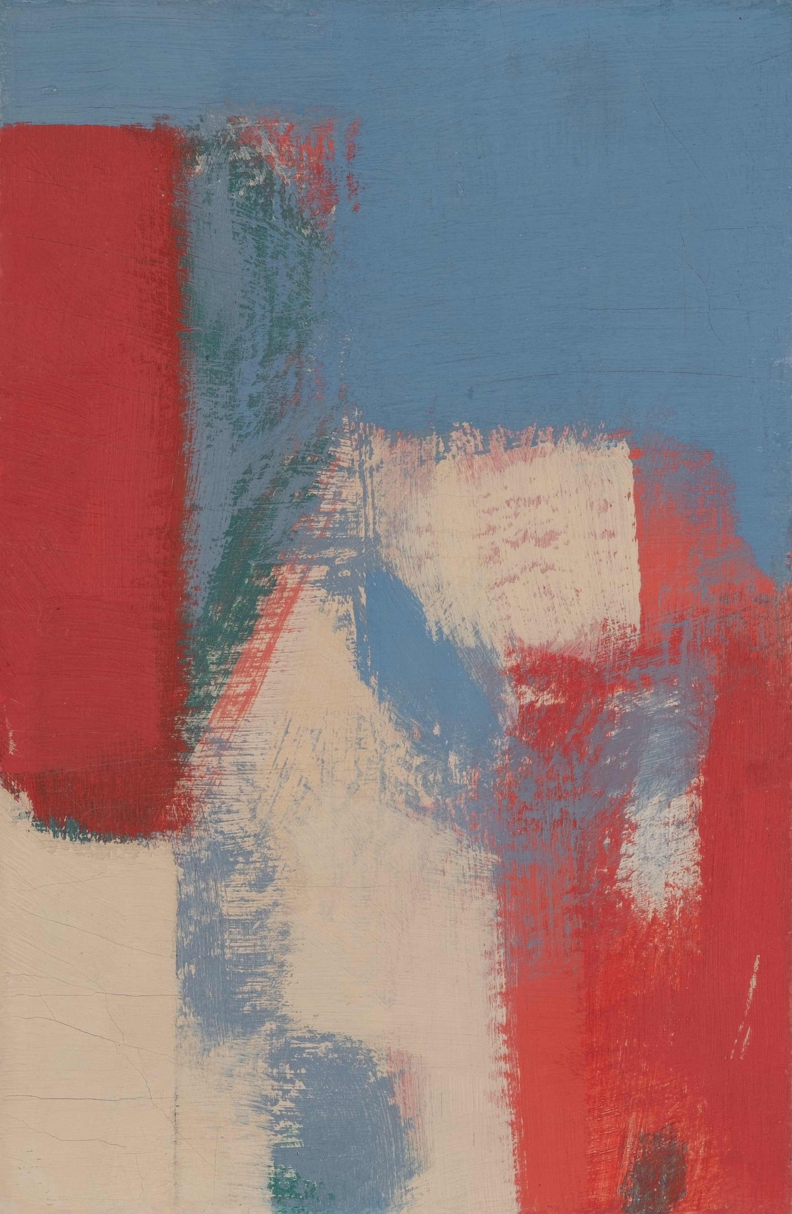 16821, Carl Holty, Color Theory #546 Red, White, Blue, Green, 1955
