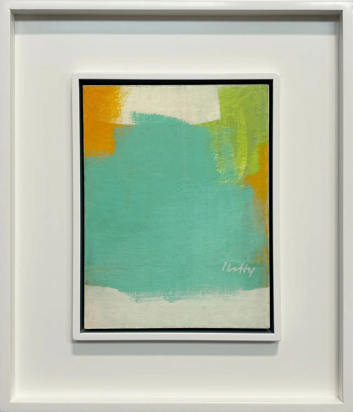16842, Carl Holty, Color Theory #565 Greens, White and Orange, 1970