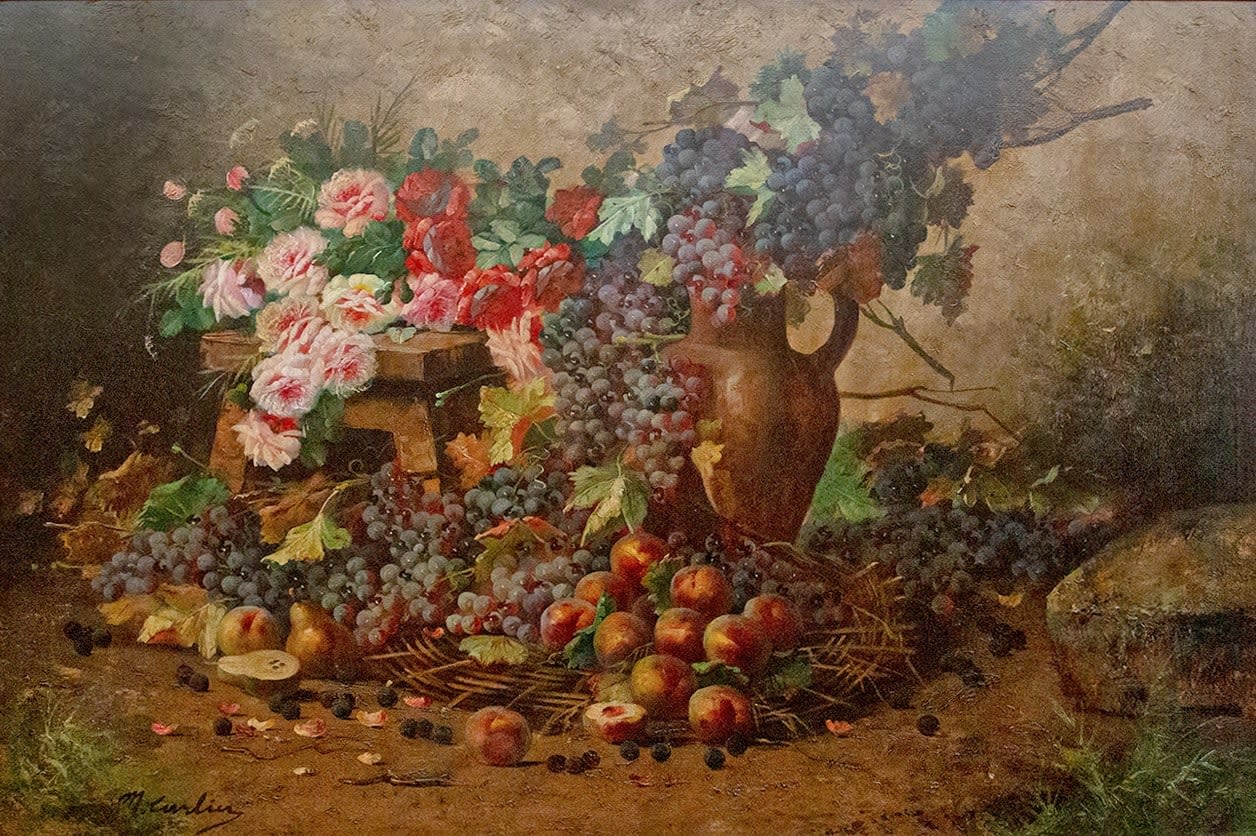 14639, Max Albert Carlier, Still Life with Flowers & Fruit