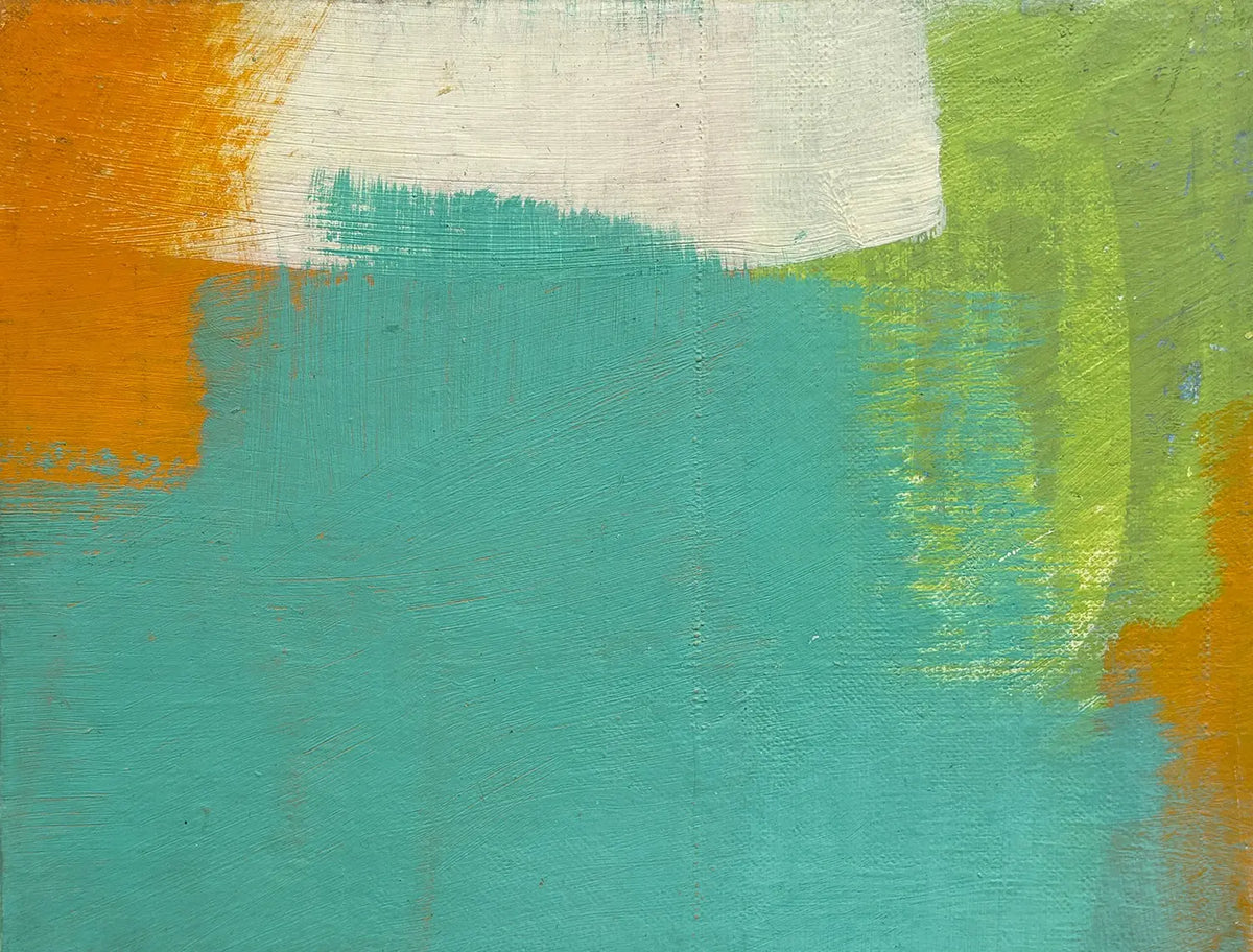 16842, Carl Holty, Color Theory #565 Greens, White and Orange, 1970