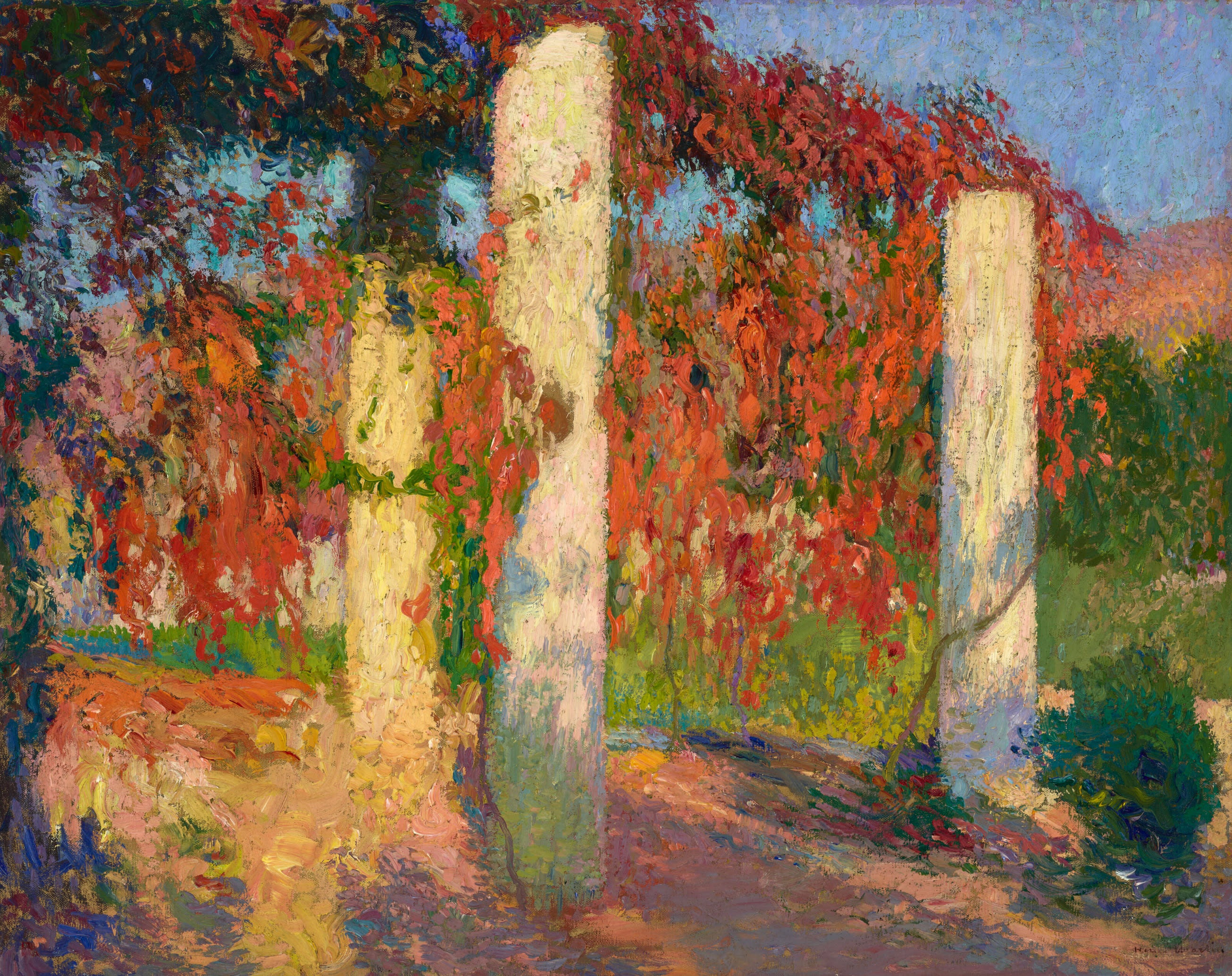 18495, Henri Martin, Pergola de la cuisine de Marquayrol en automne, circa 1911