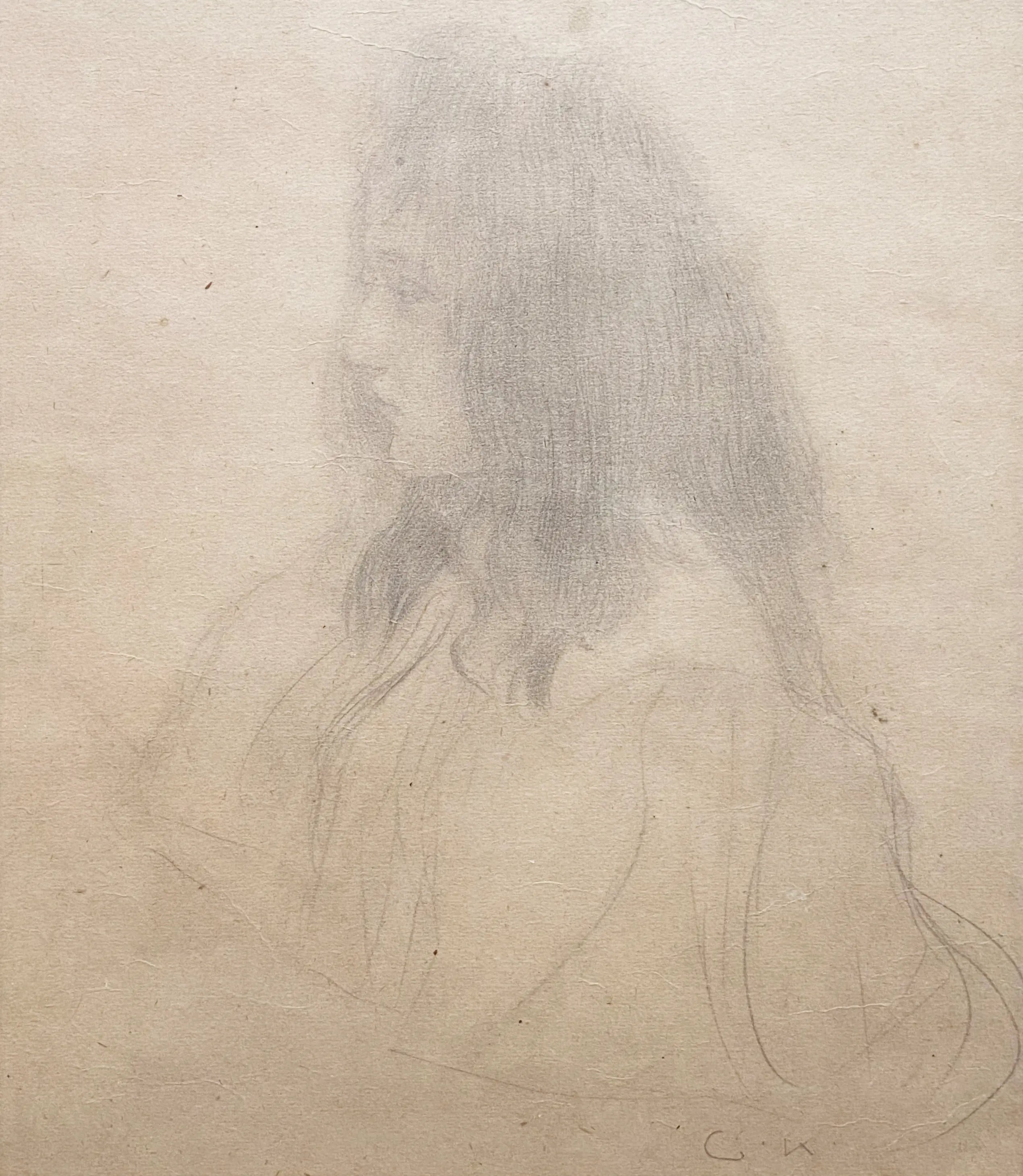 14729, Gustav Klimt, Brustbild eines Maedchens im Profil nach links, circa 1898