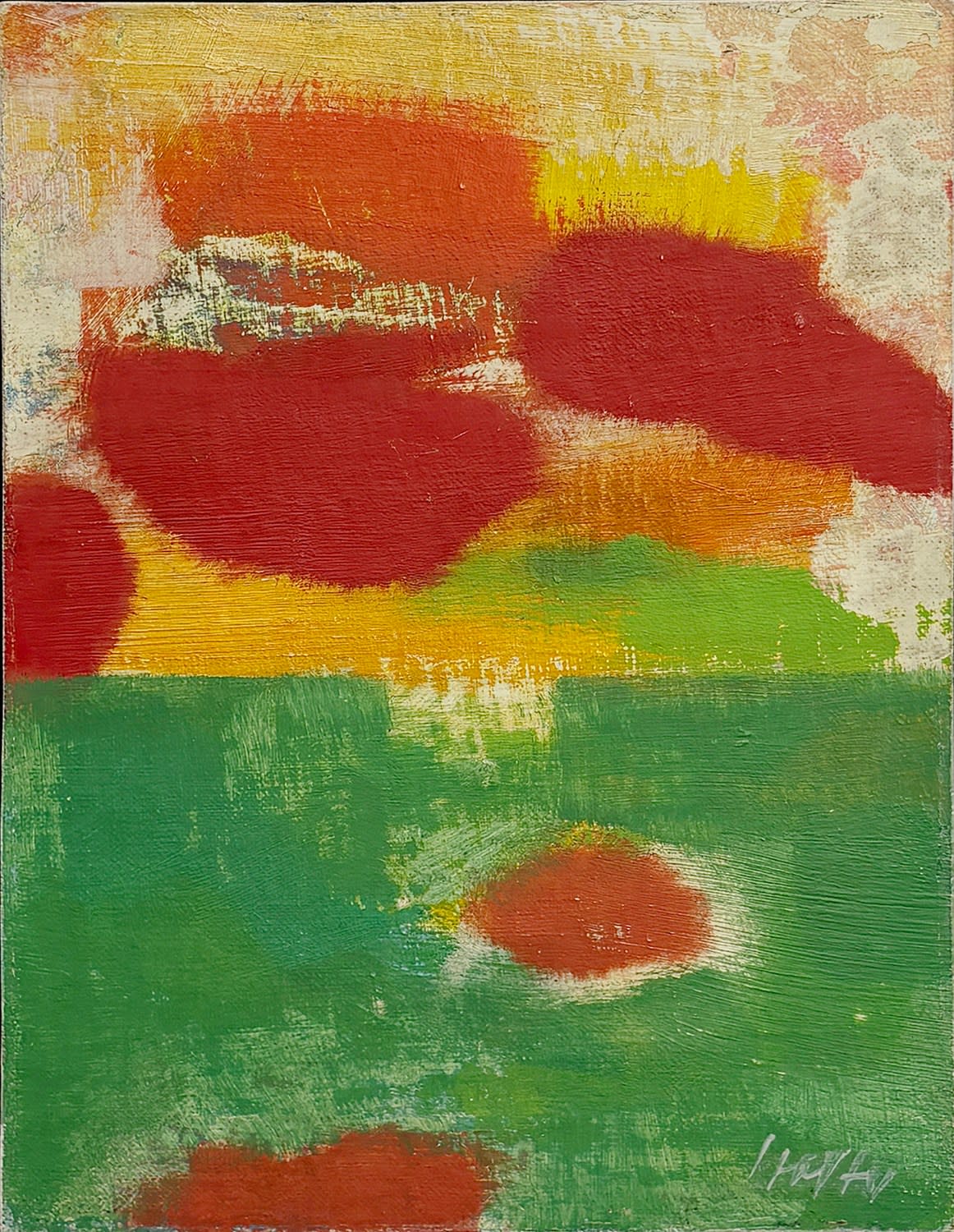 16835, Carl Holty, Color Theory: Skyfire #1028 Green, Orange, Yellow, Red, c. 1950