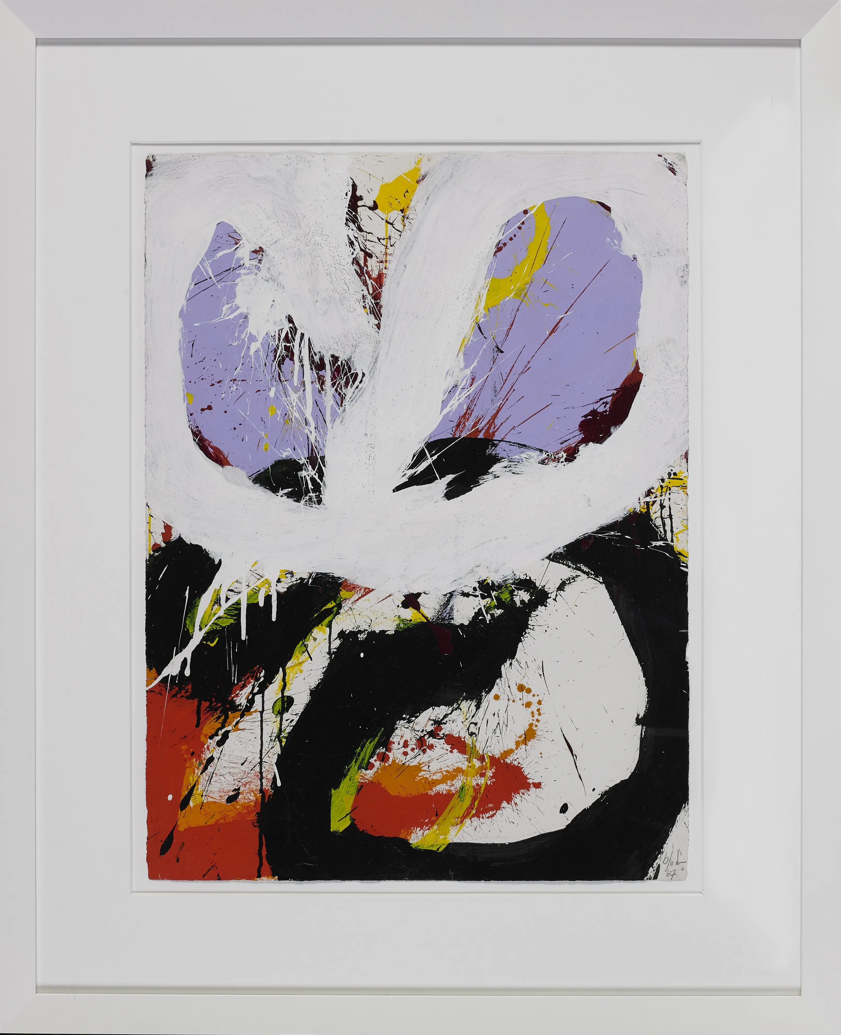 16664, Norman Bluhm, Untitled (Lavender, Red, White, Black), 1967