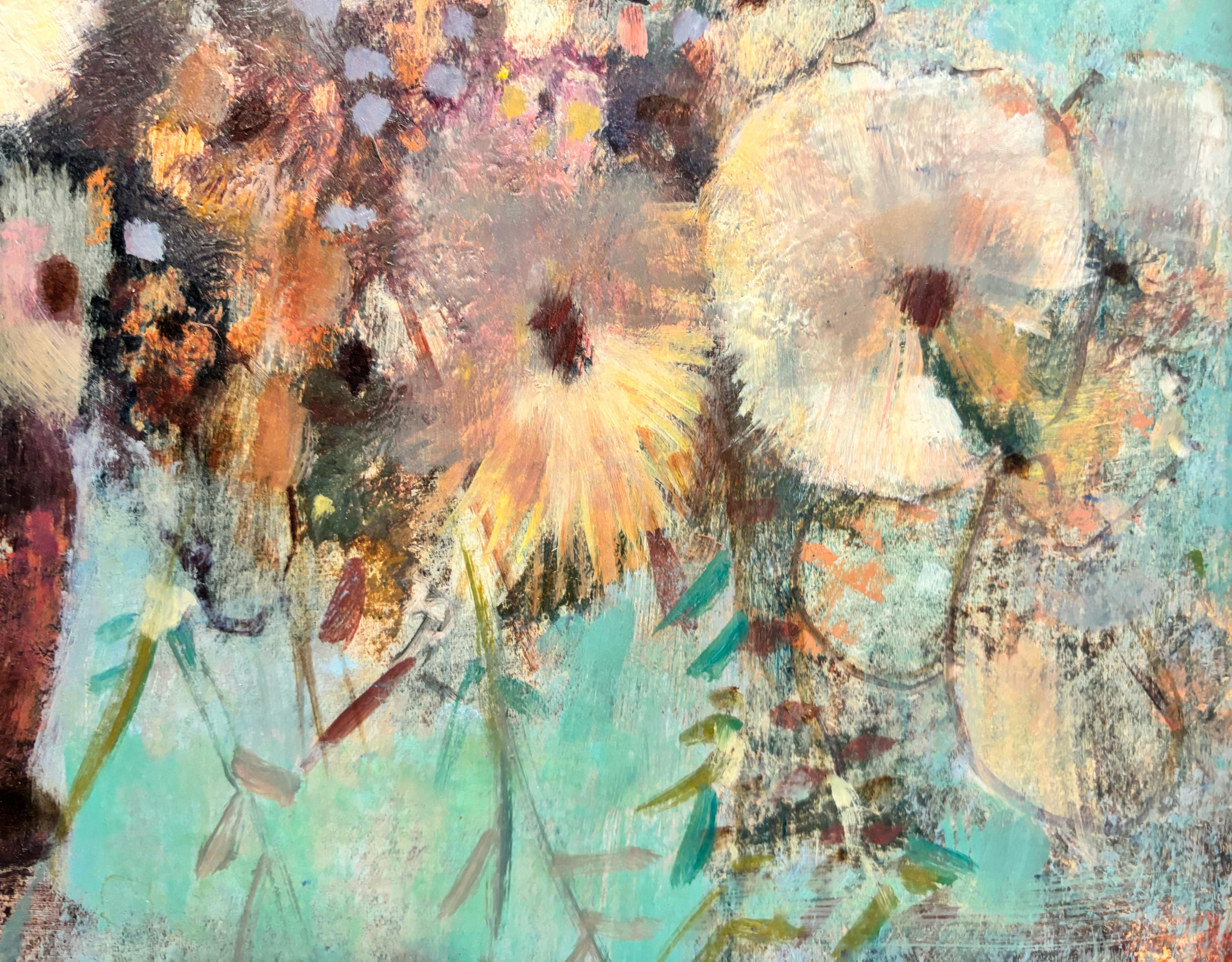 16553, Donald R. Purdy, Flowers with Blue Background, 1991