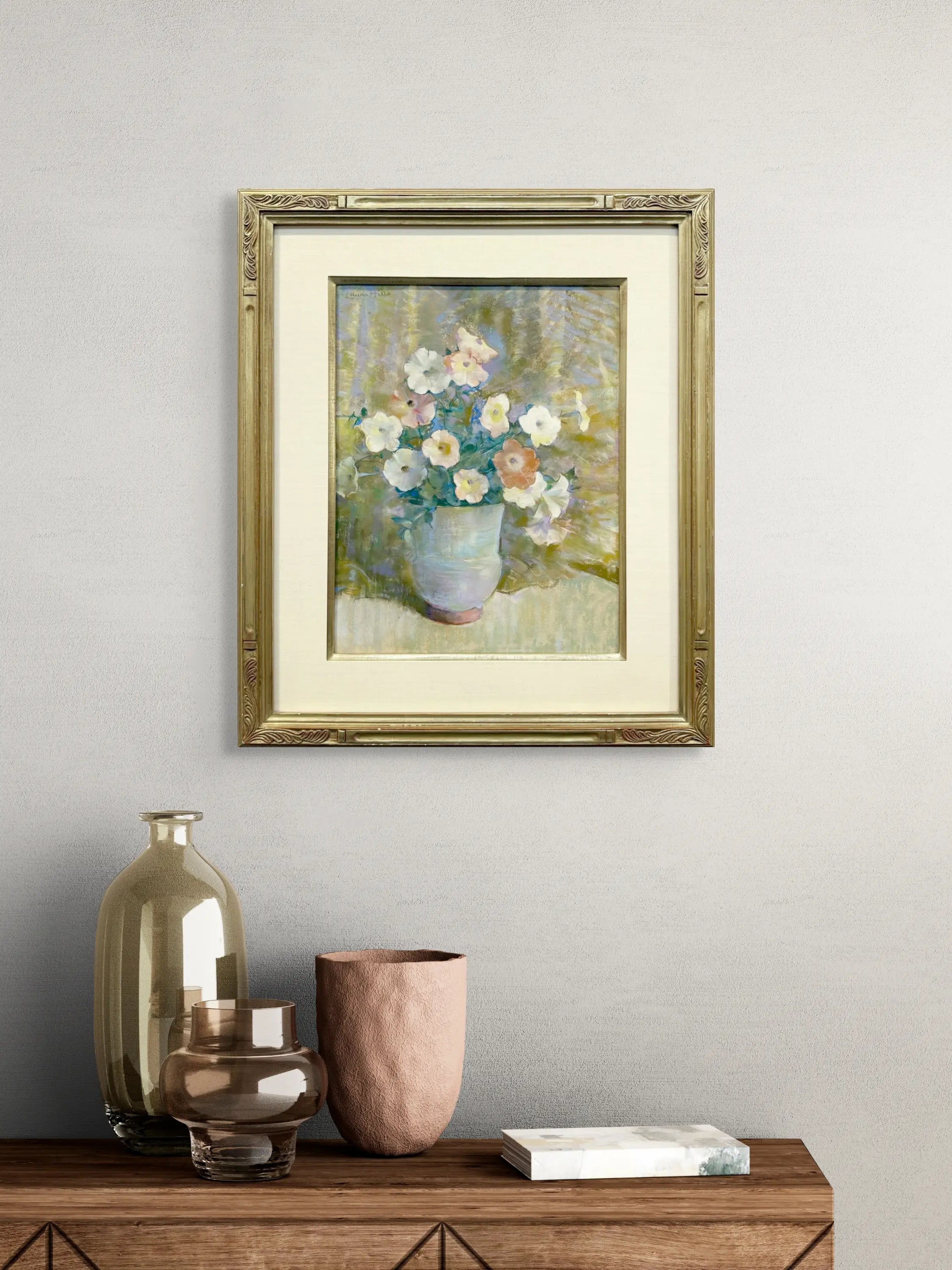14820, Laura Coombs Hills, Pink and White Petunias, circa 1930