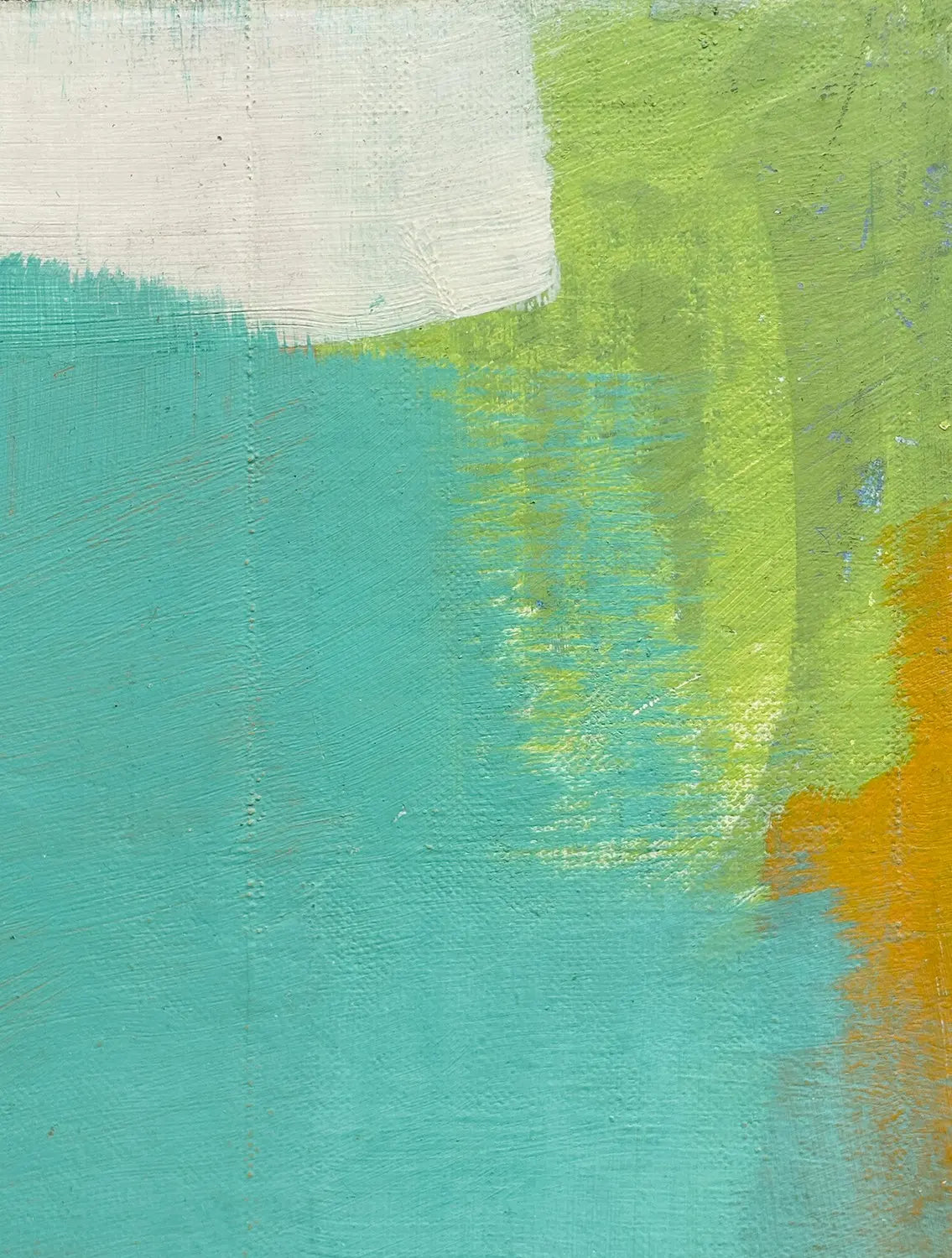 16842, Carl Holty, Color Theory #565 Greens, White and Orange, 1970