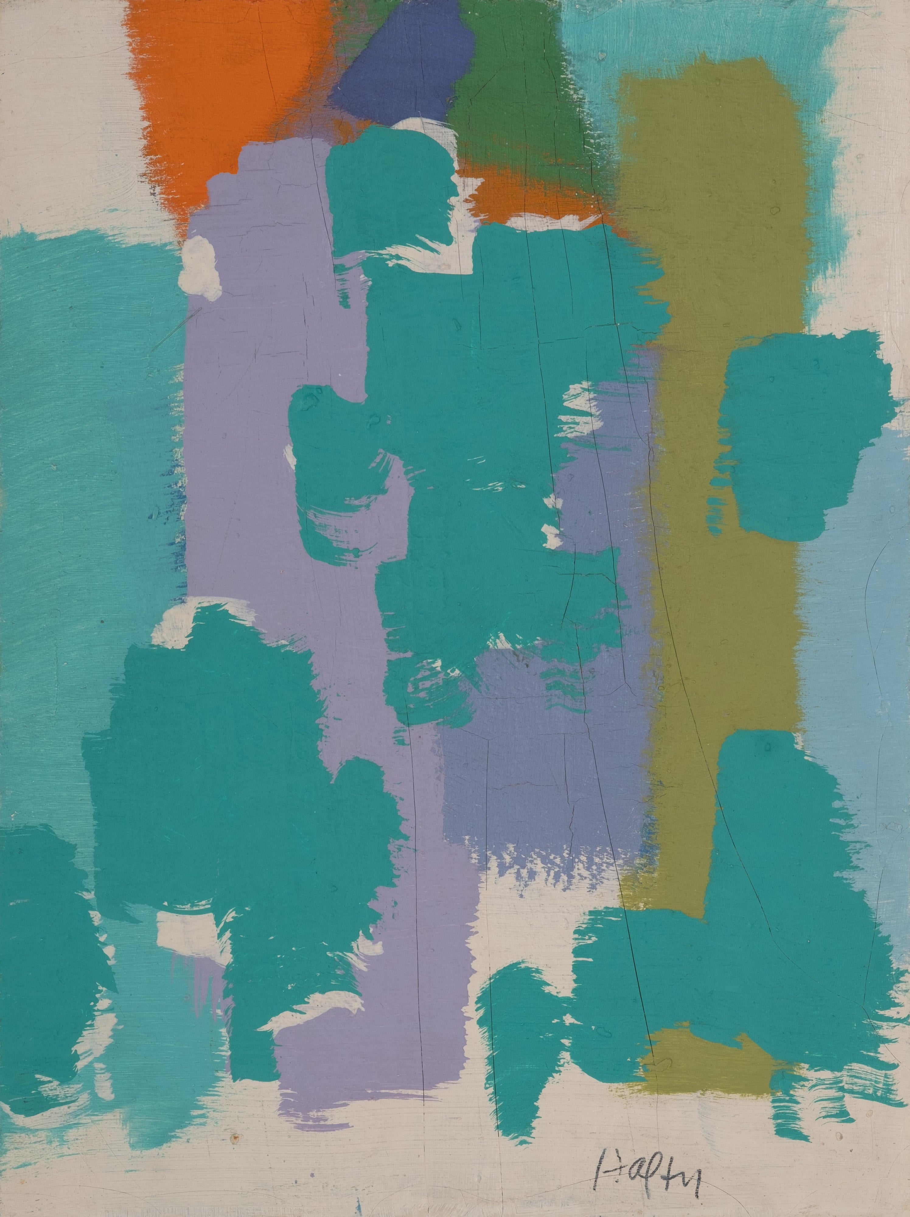 16832, Carl Holty, Color Theory #1036 Lavender, Green, Blue, Orange, White, c. 1950