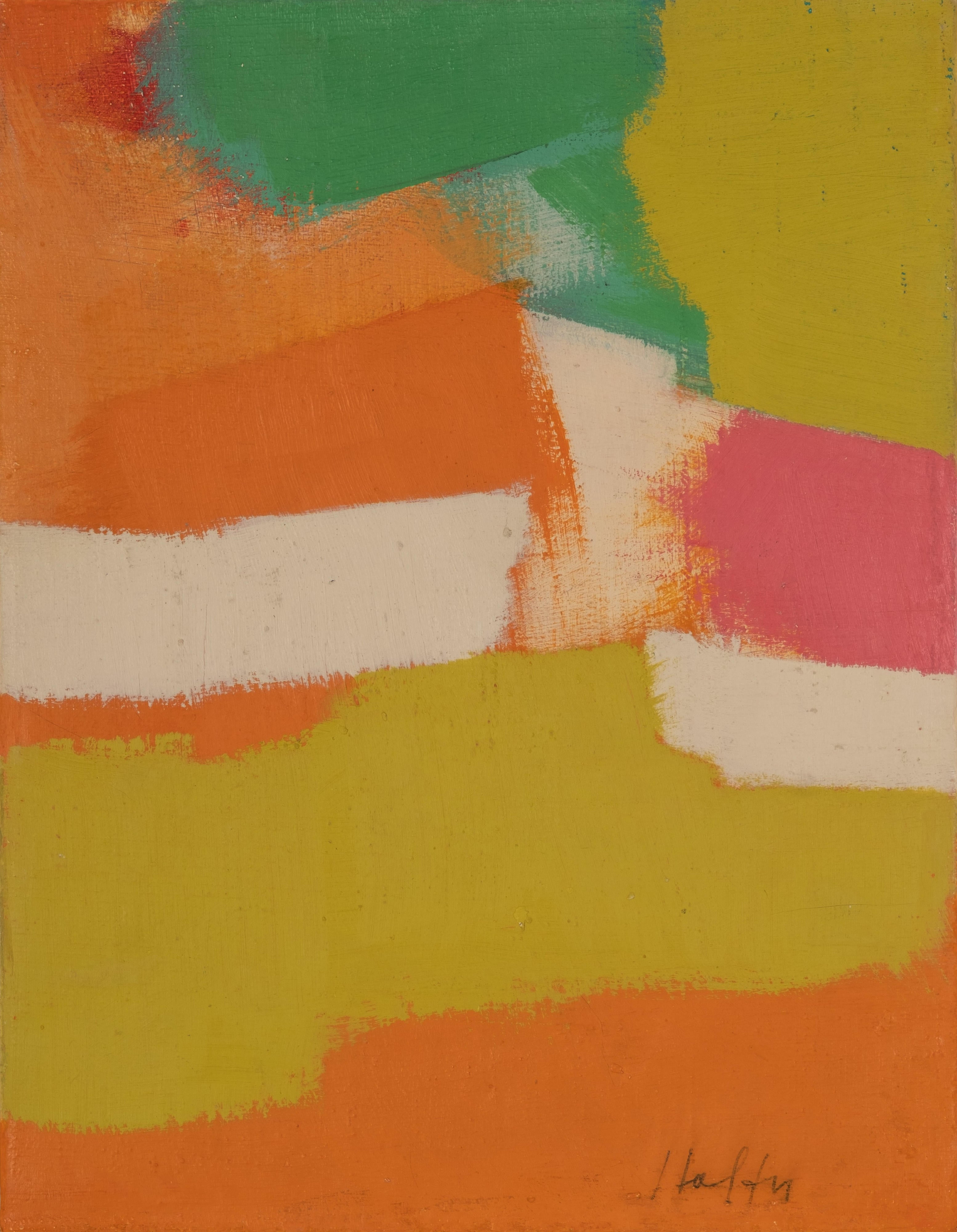 16829, Carl Holty, Color Theory #1037 Orange, Yellow, White, Pink, Green, c. 1950