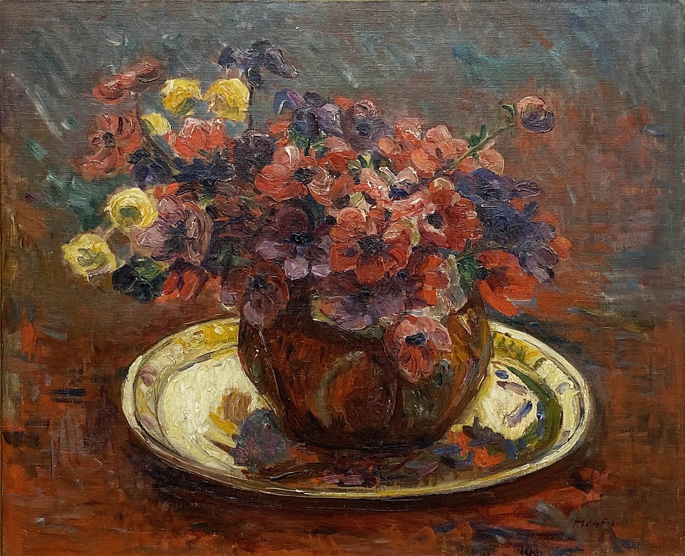 14748, Georges Daniel de Monfreid, Floral Still Life with Brass Platter, Circa 1905-1909