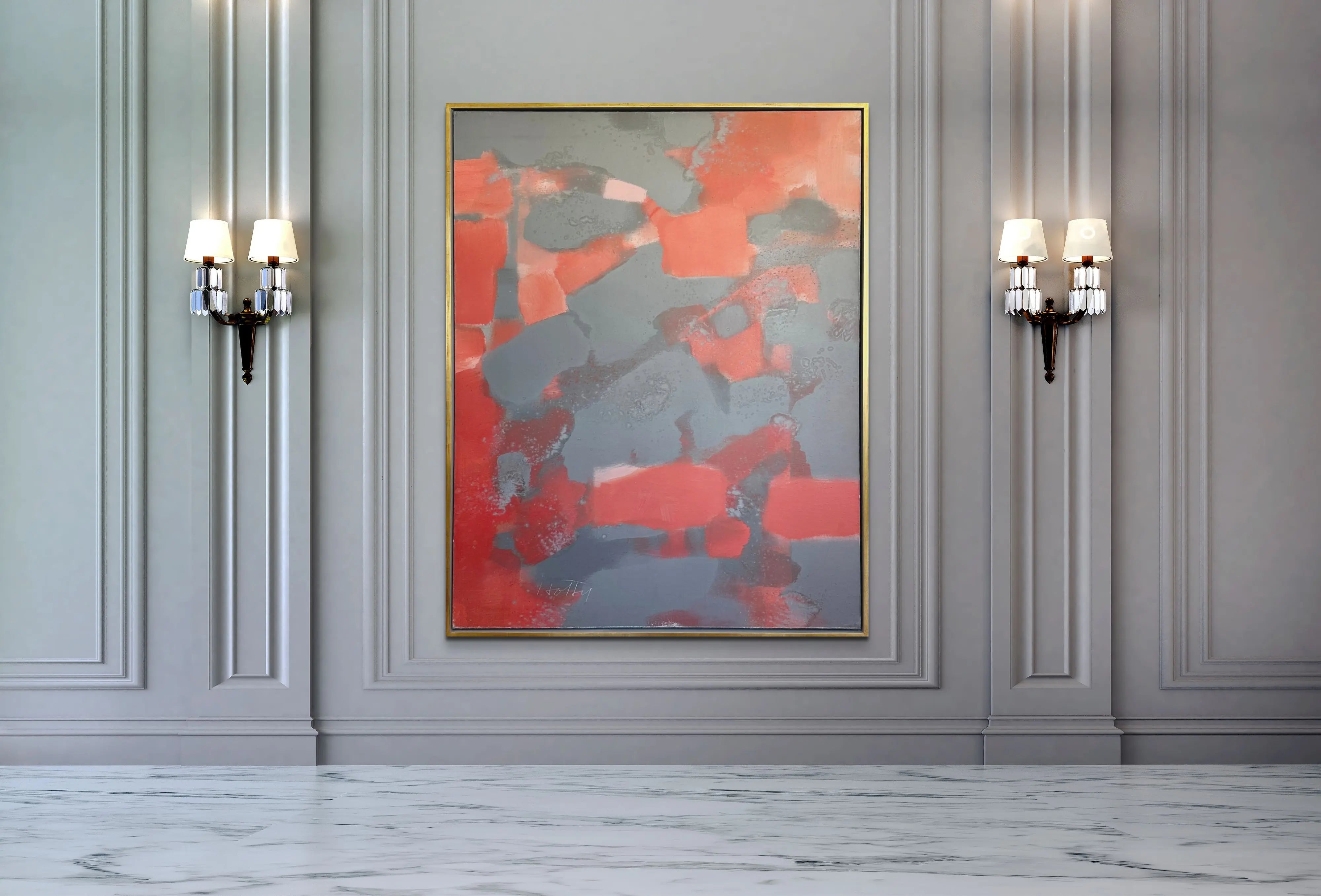 17121, Carl Holty, Red, Gray, 1966