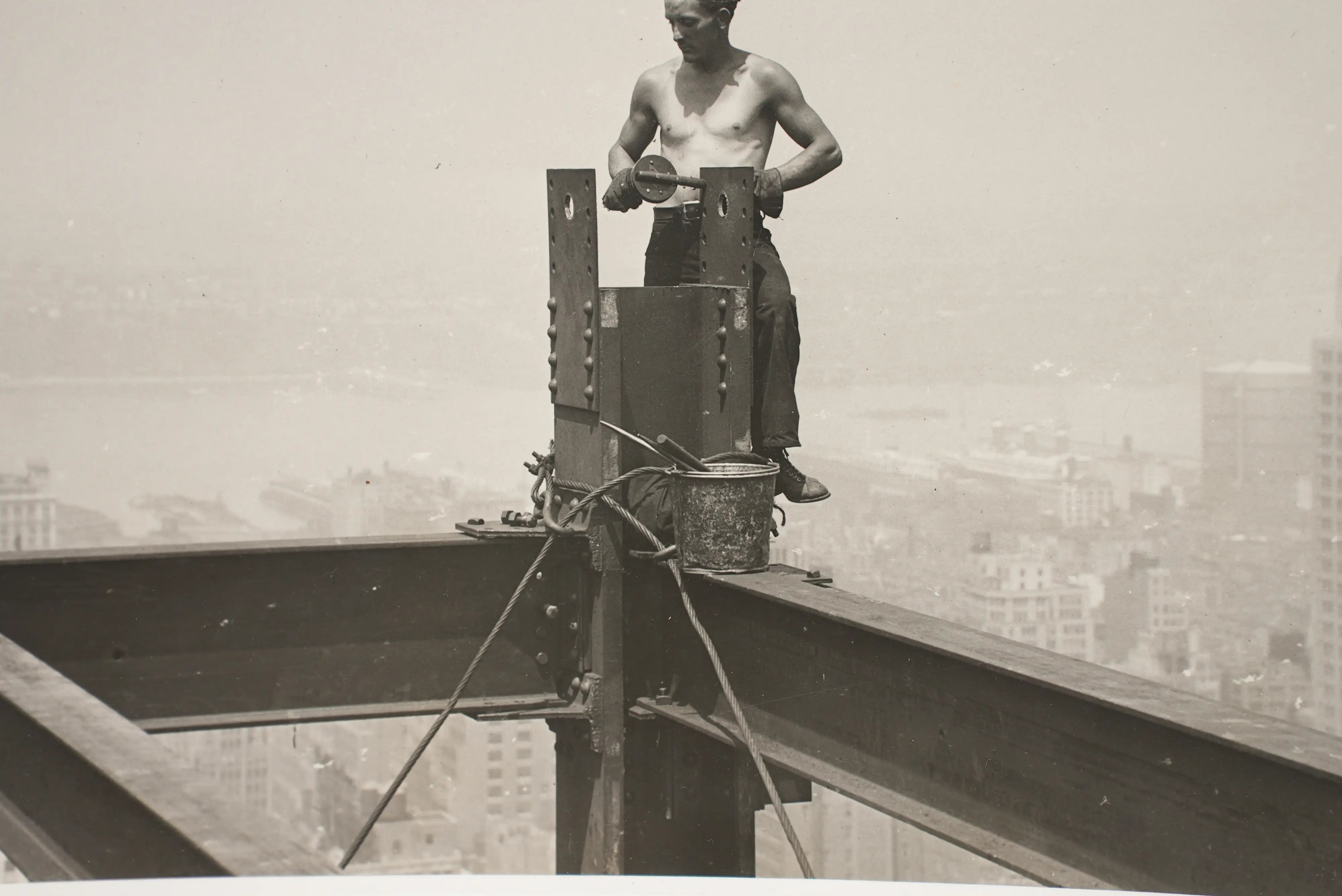 18827, Lewis W. Hine, On the Hoist, Riveter Empire State Building, 1931