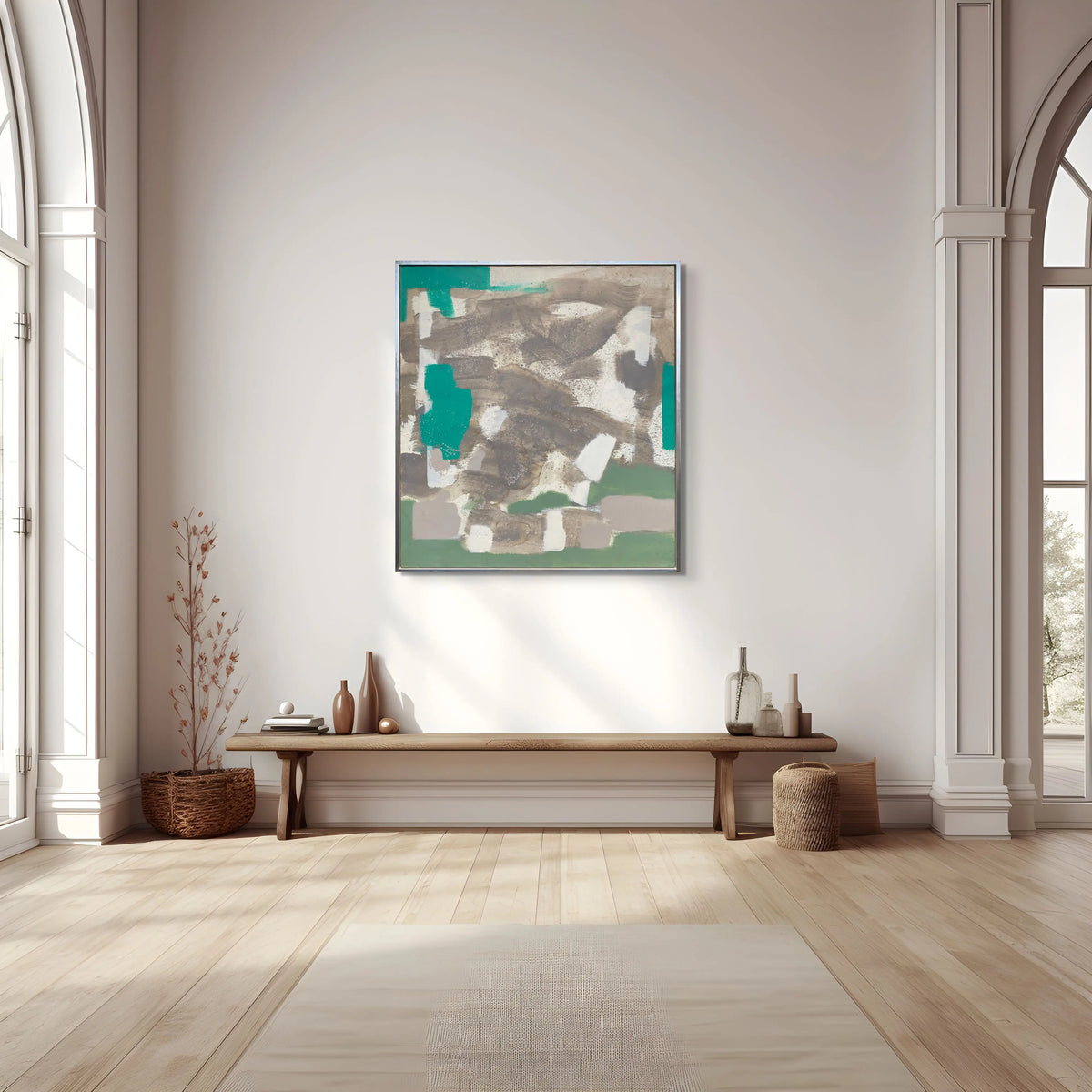 15422, Carl Holty, Tan, Green, White, 1972
