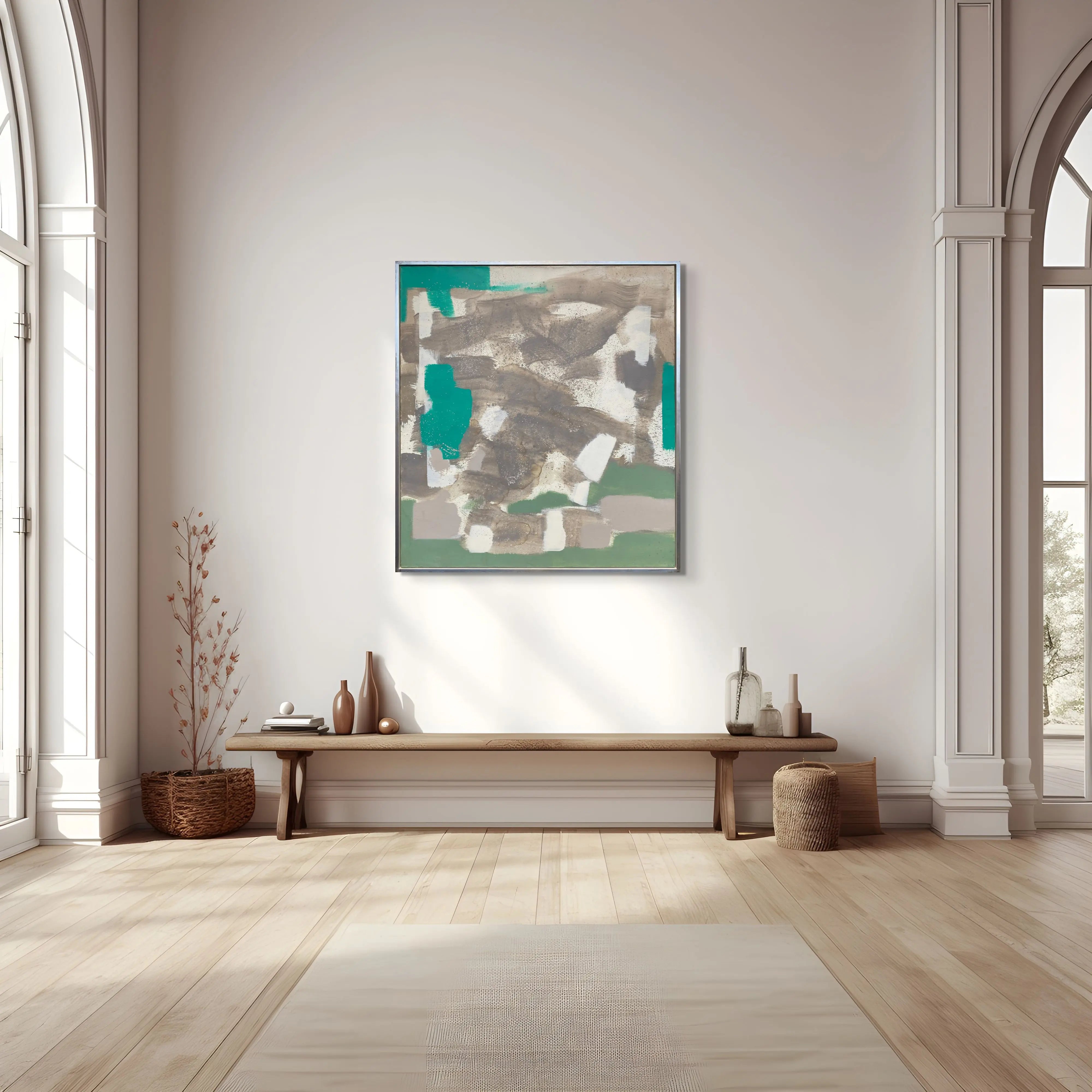 15422, Carl Holty, Tan, Green, White, 1972