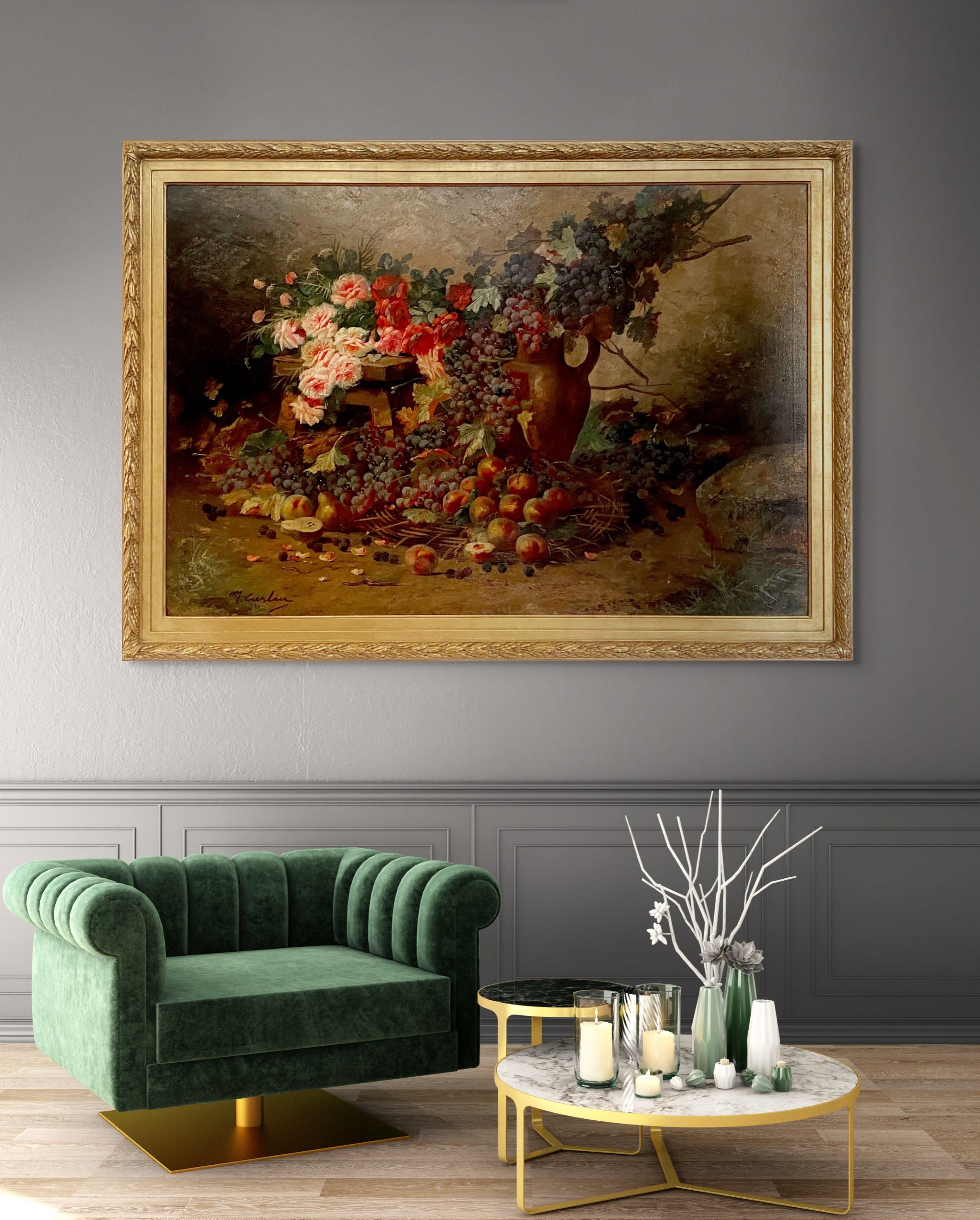 14639, Max Albert Carlier, Still Life with Flowers & Fruit